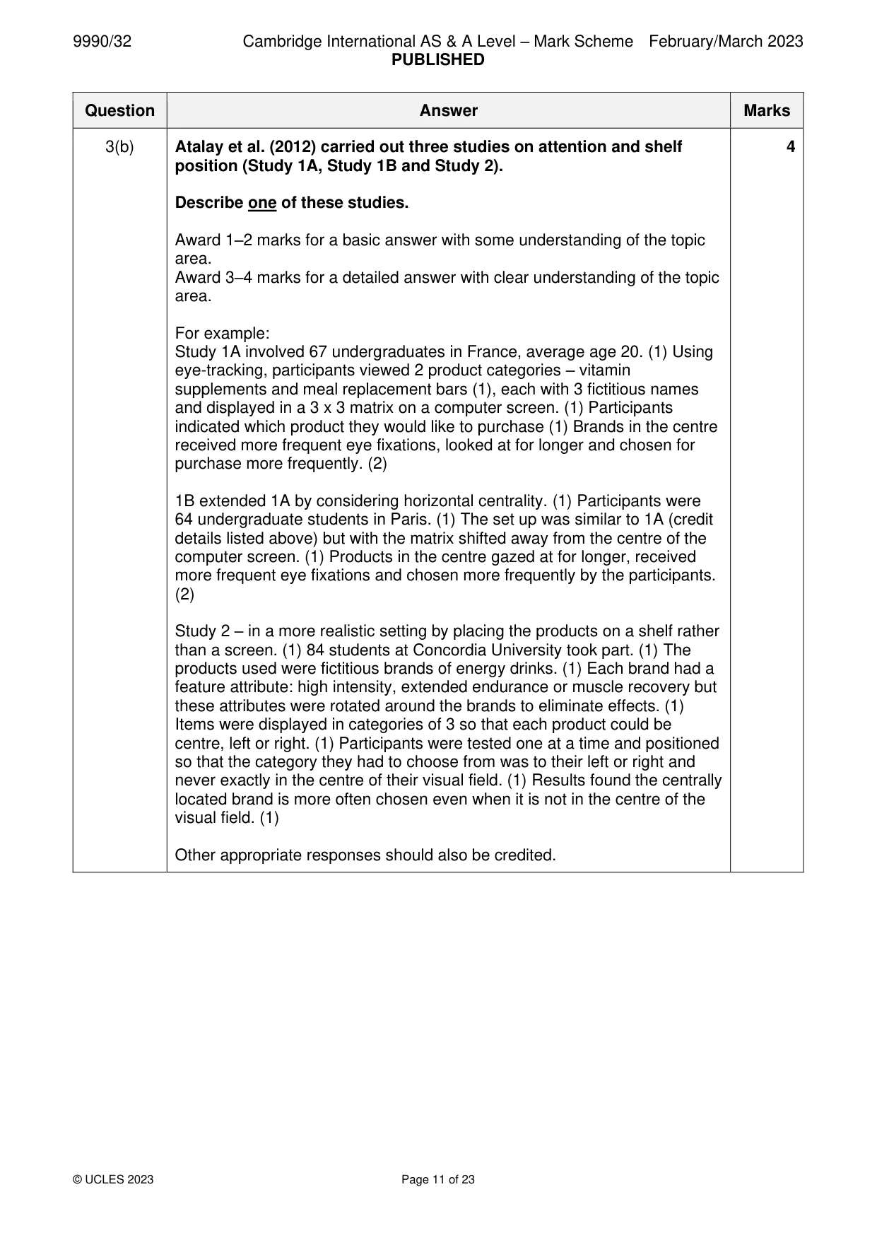 Mark scheme, page 11 of 23