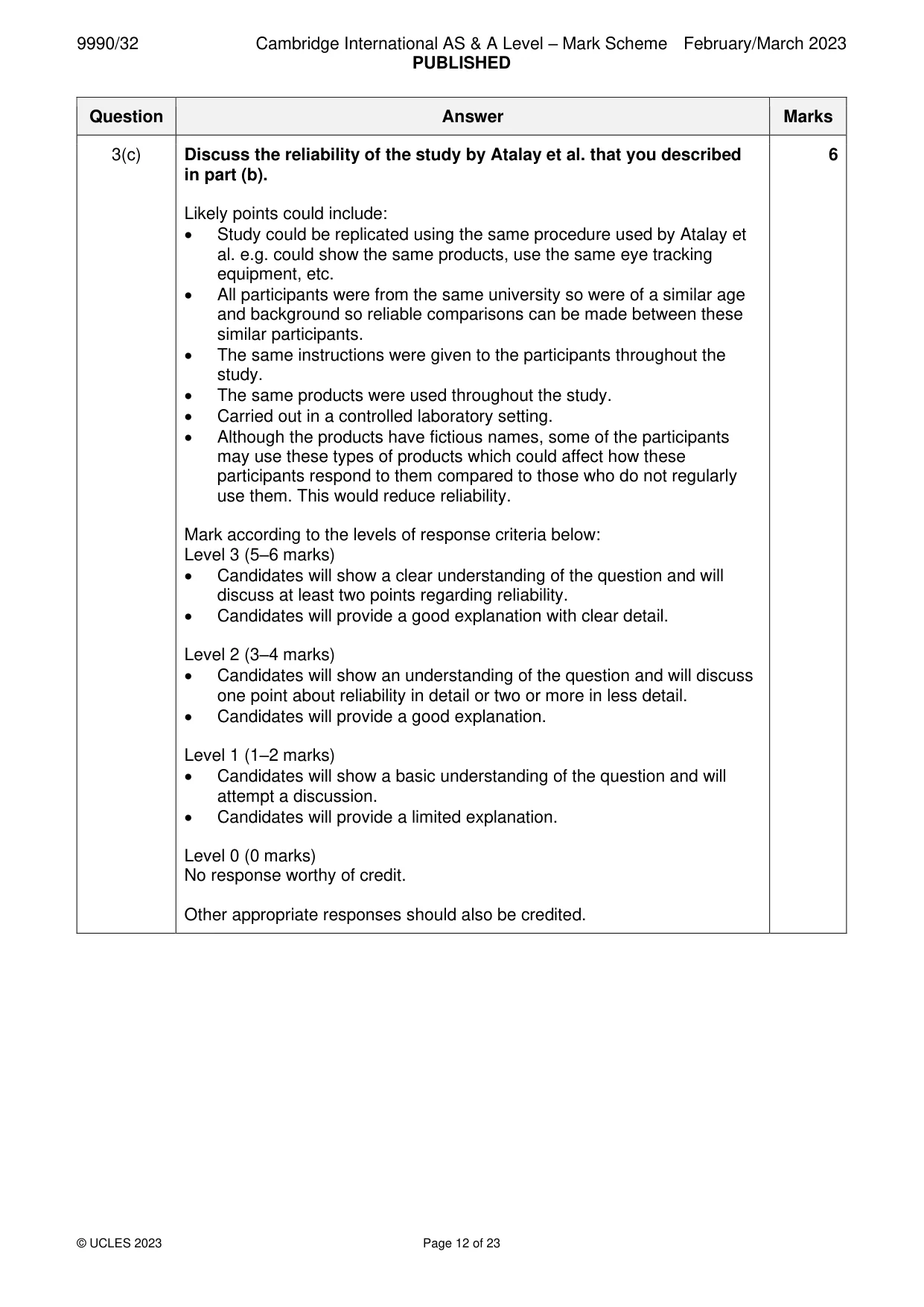 Mark scheme, page 12 of 23