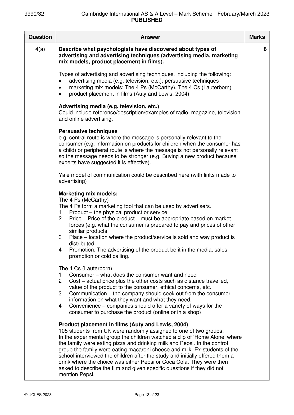 Mark scheme, page 13 of 23