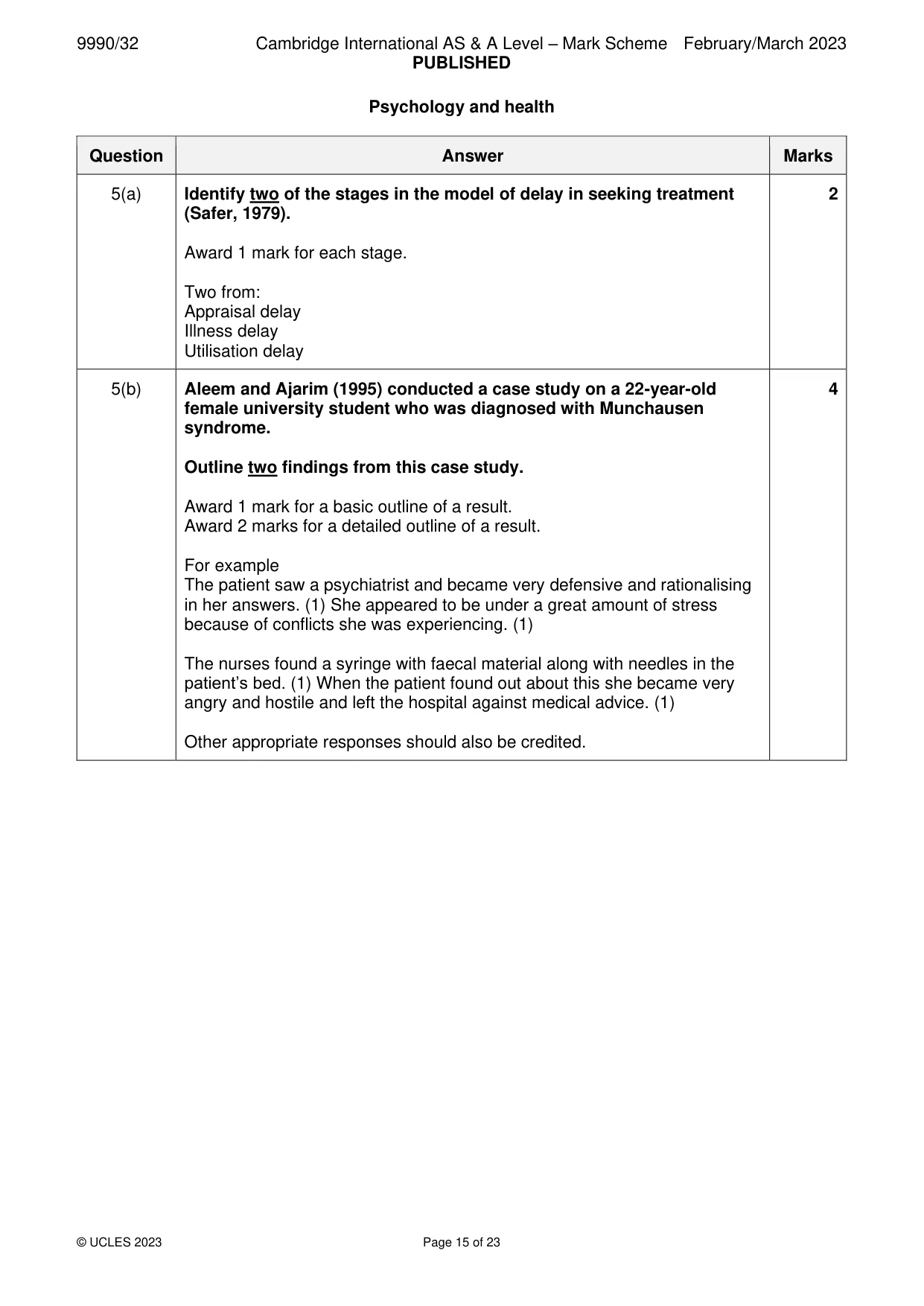 Mark scheme, page 15 of 23