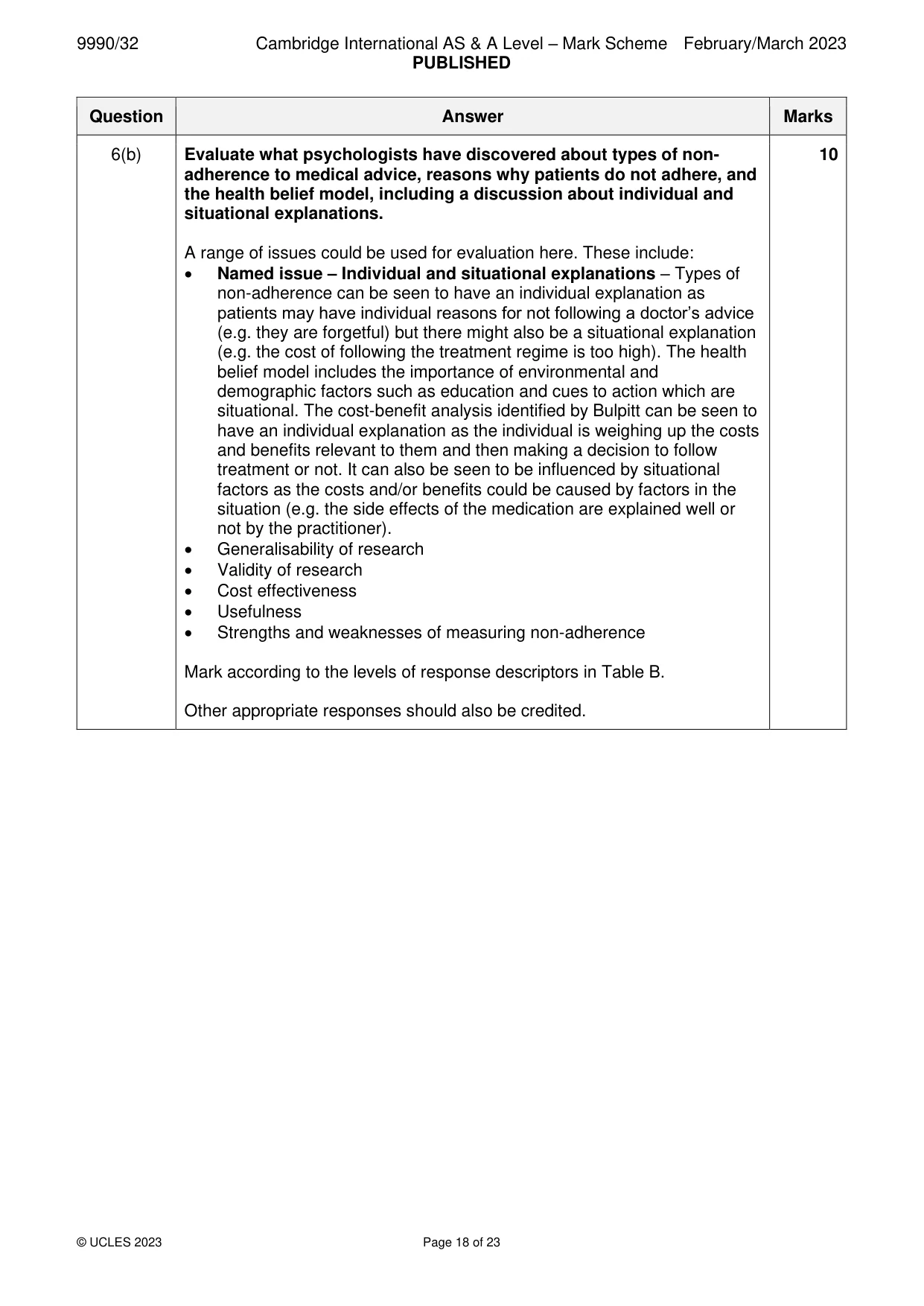 Mark scheme, page 18 of 23