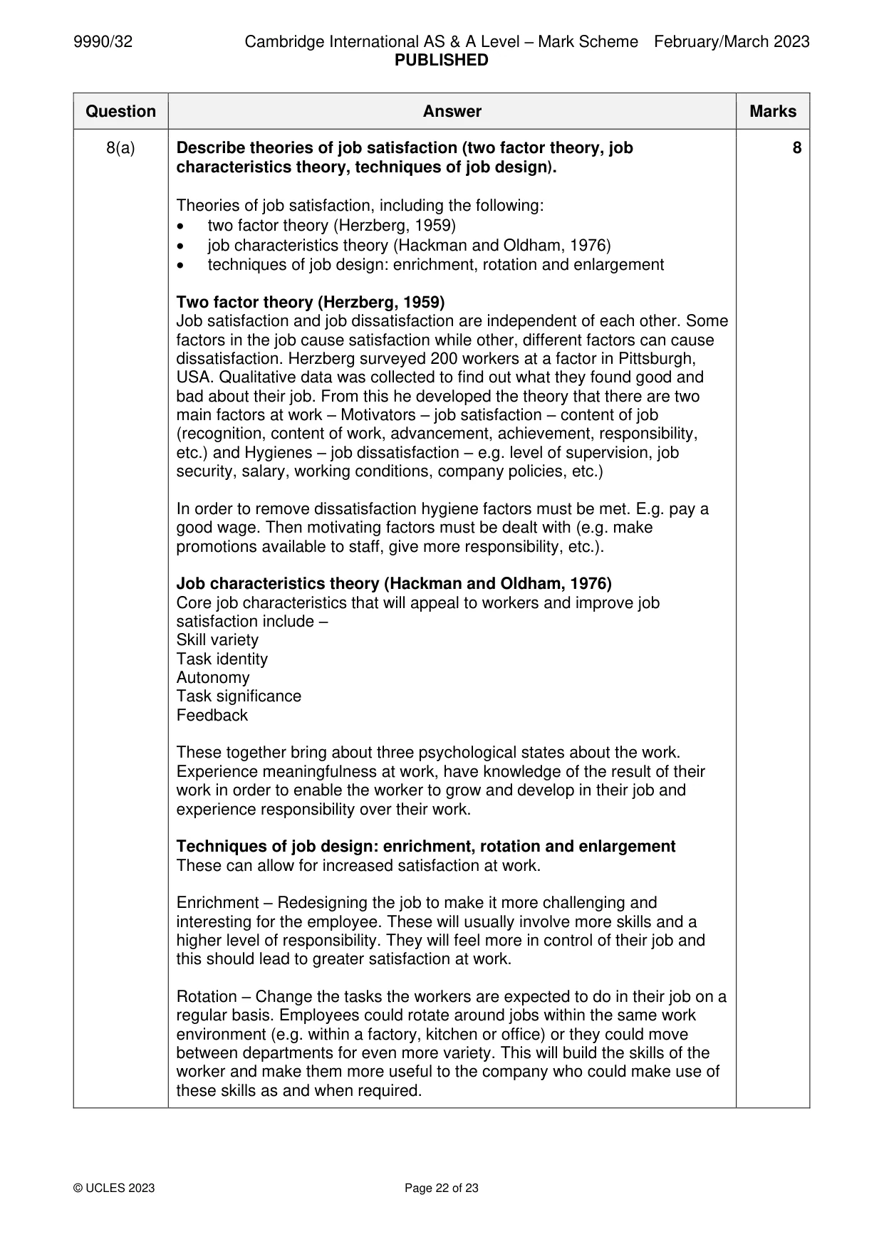 Mark scheme, page 22 of 23