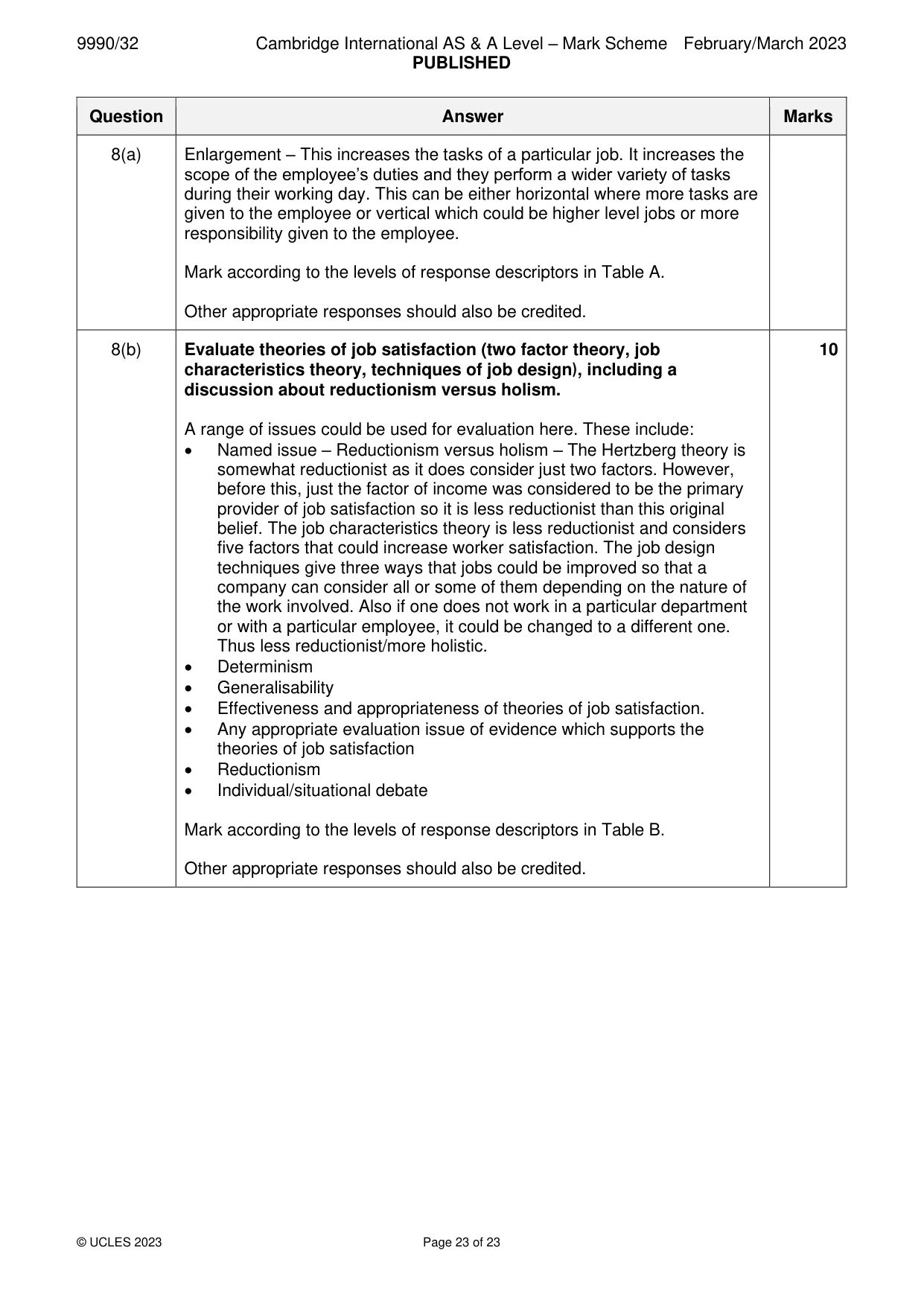 Mark scheme, page 23 of 23