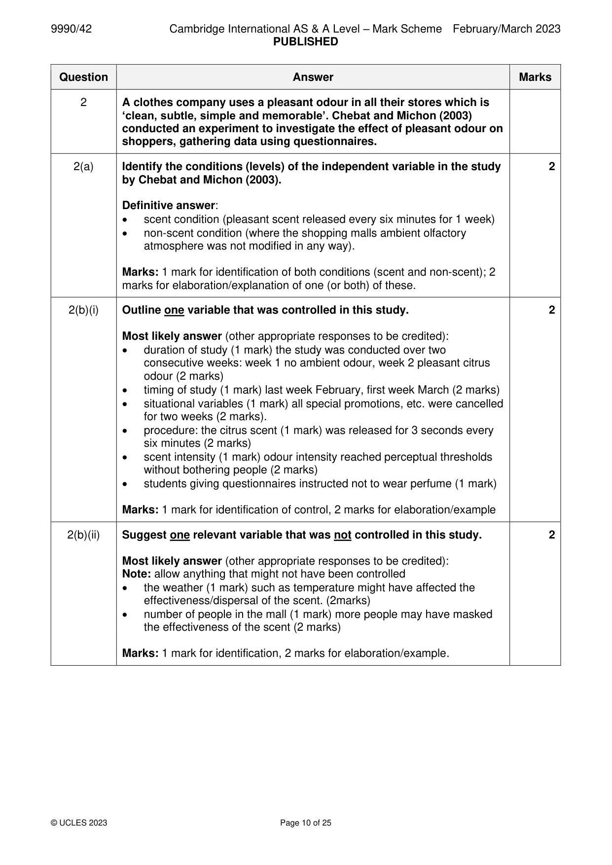 Mark scheme, page 10 of 25