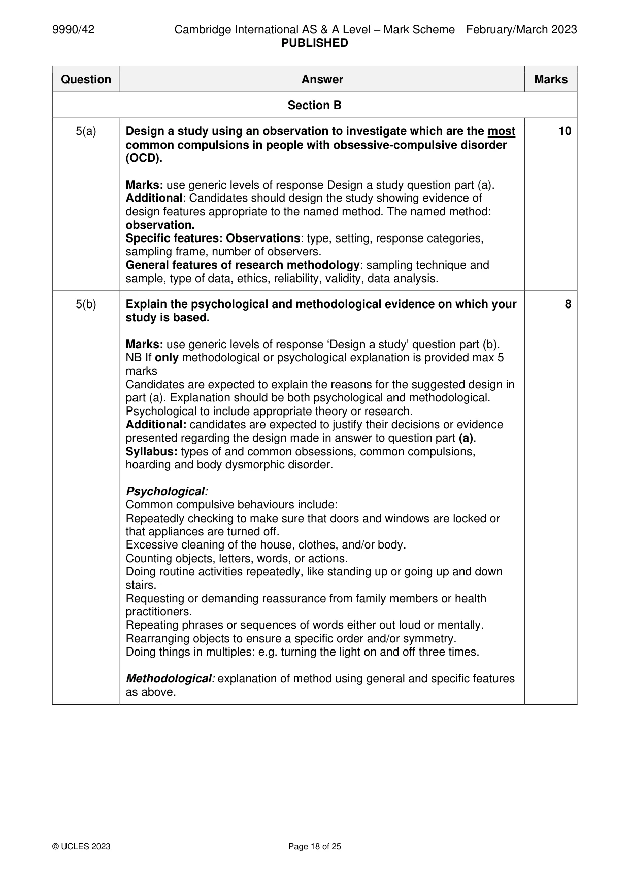 Mark scheme, page 18 of 25