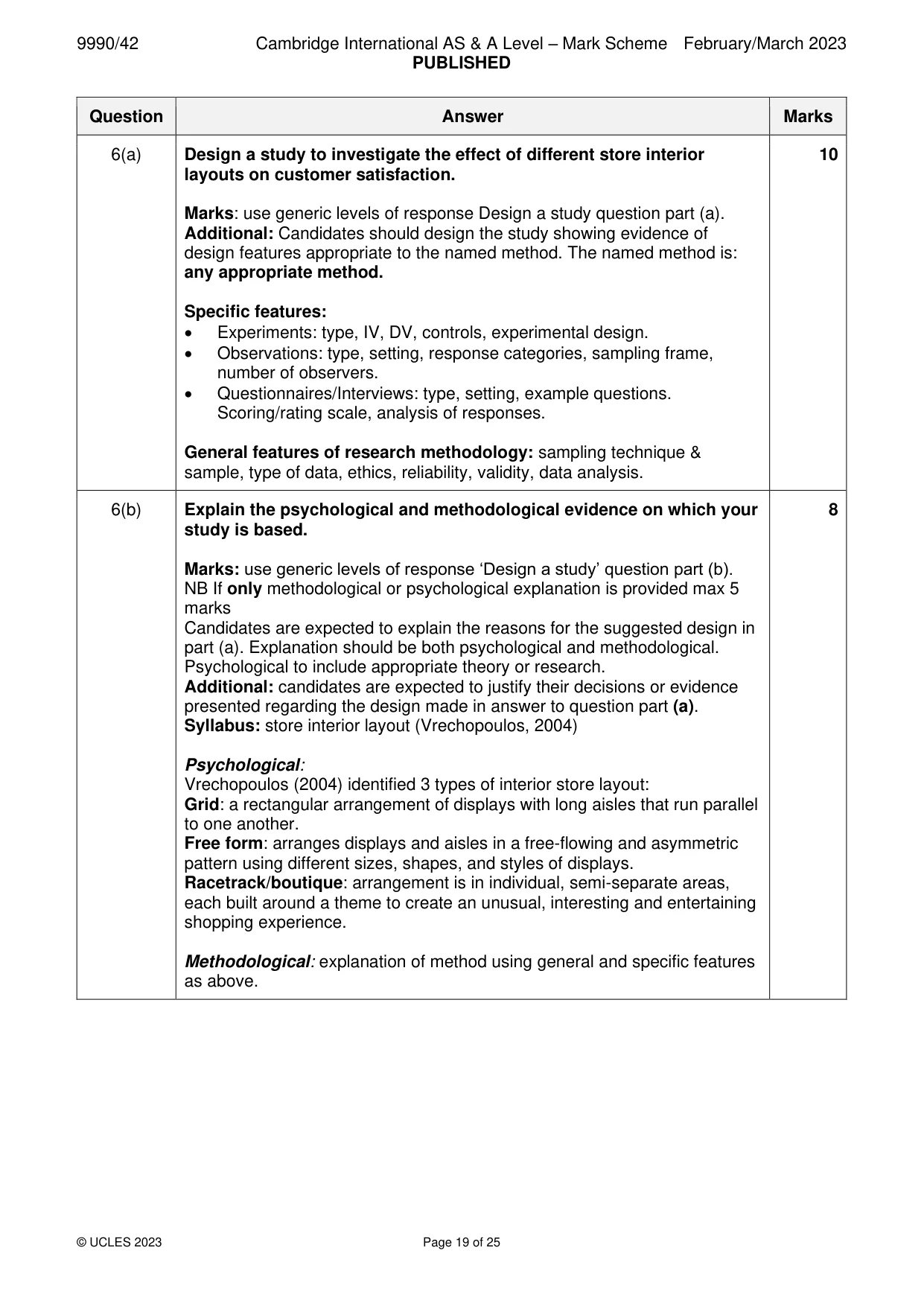 Mark scheme, page 19 of 25