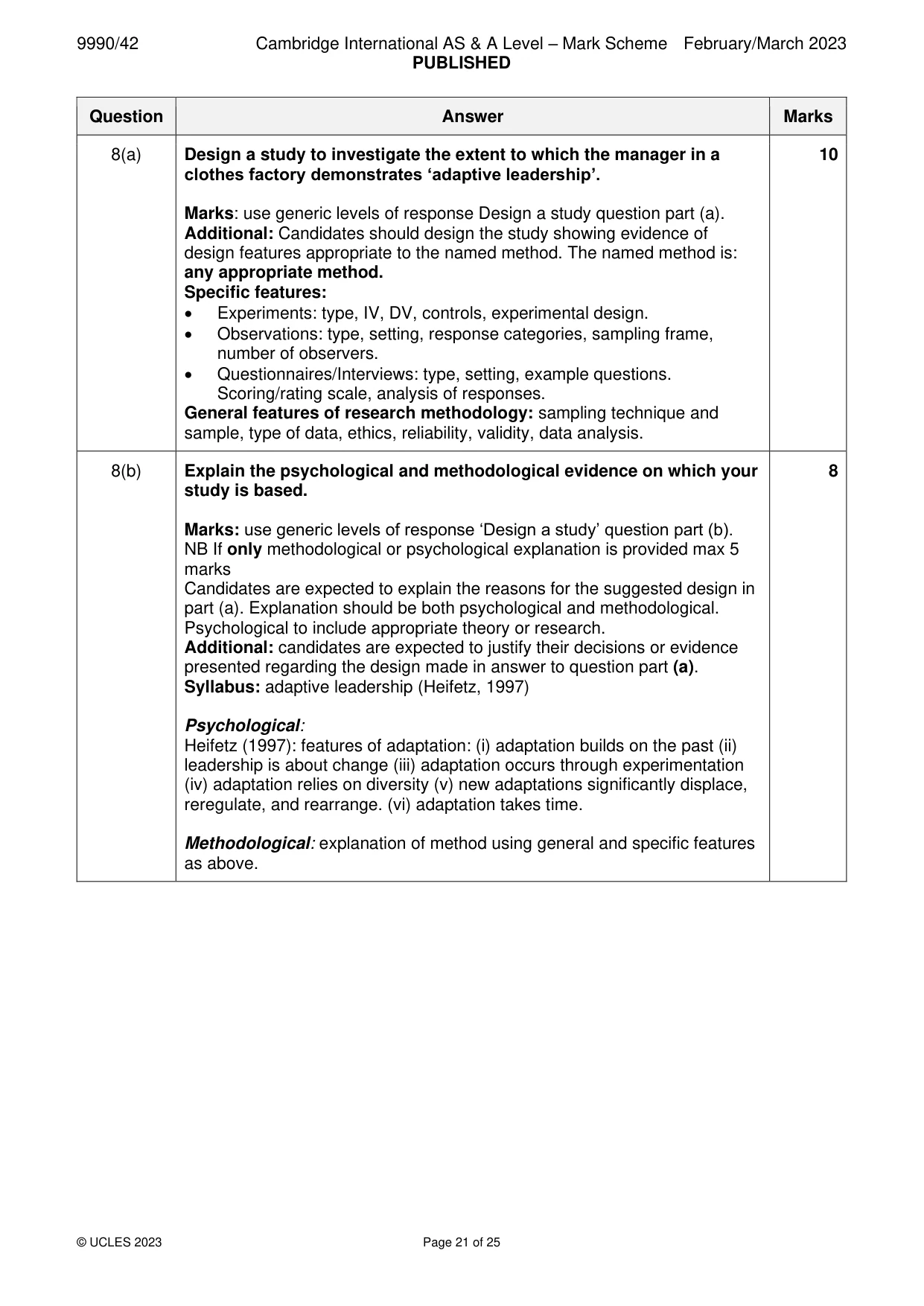 Mark scheme, page 21 of 25