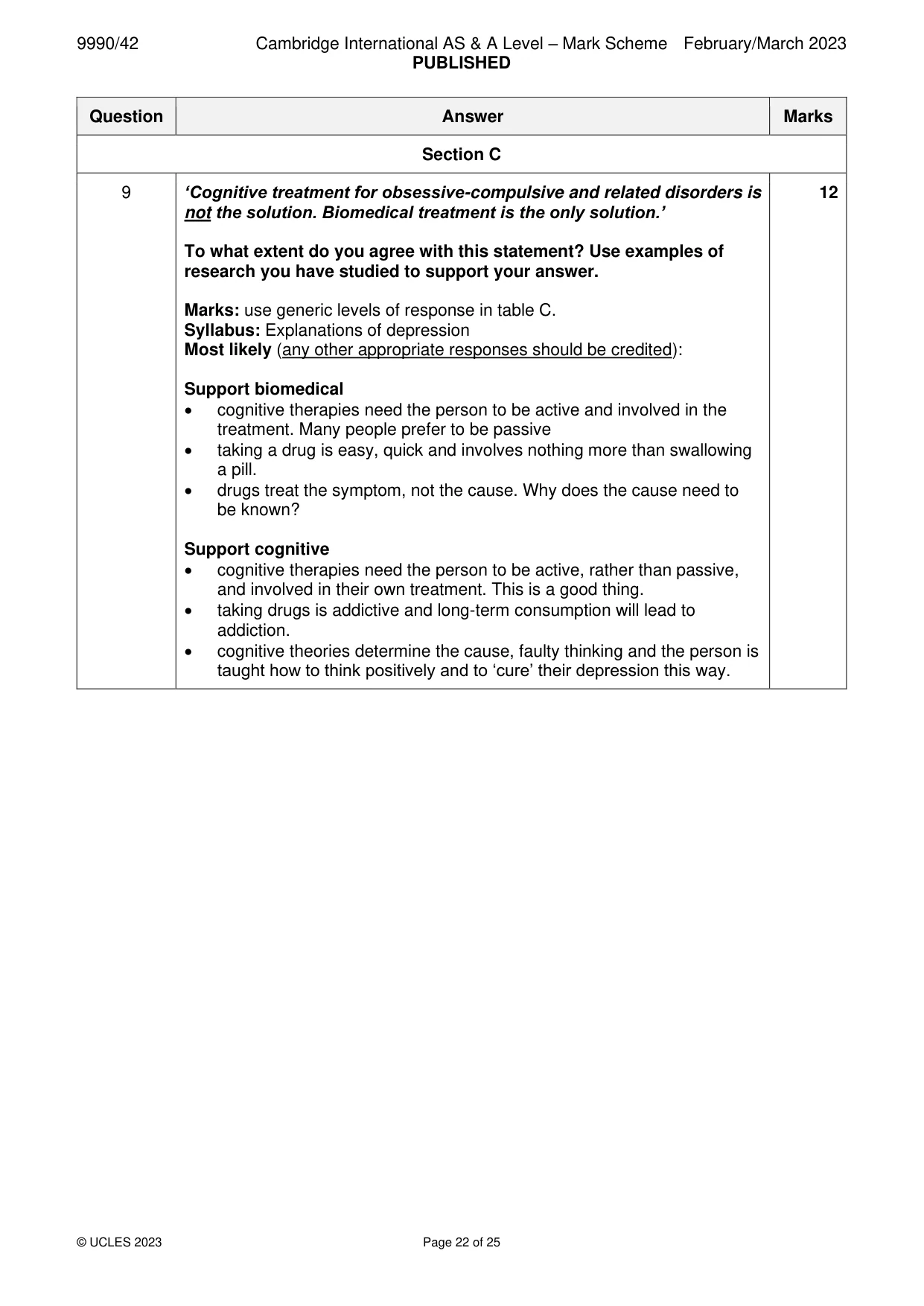 Mark scheme, page 22 of 25