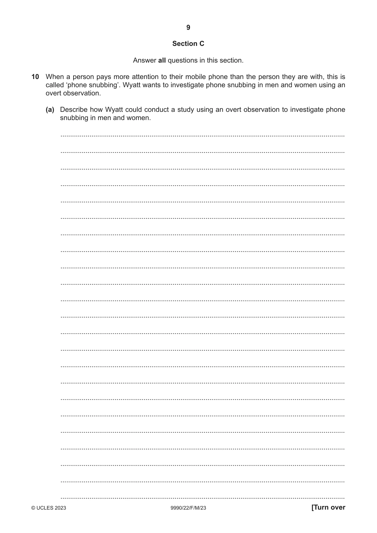 Cambridge A Level Psychology (from 2018) 9990 2023 Feb/March Paper 2 · Variant 2 question paper, page 9 of 12