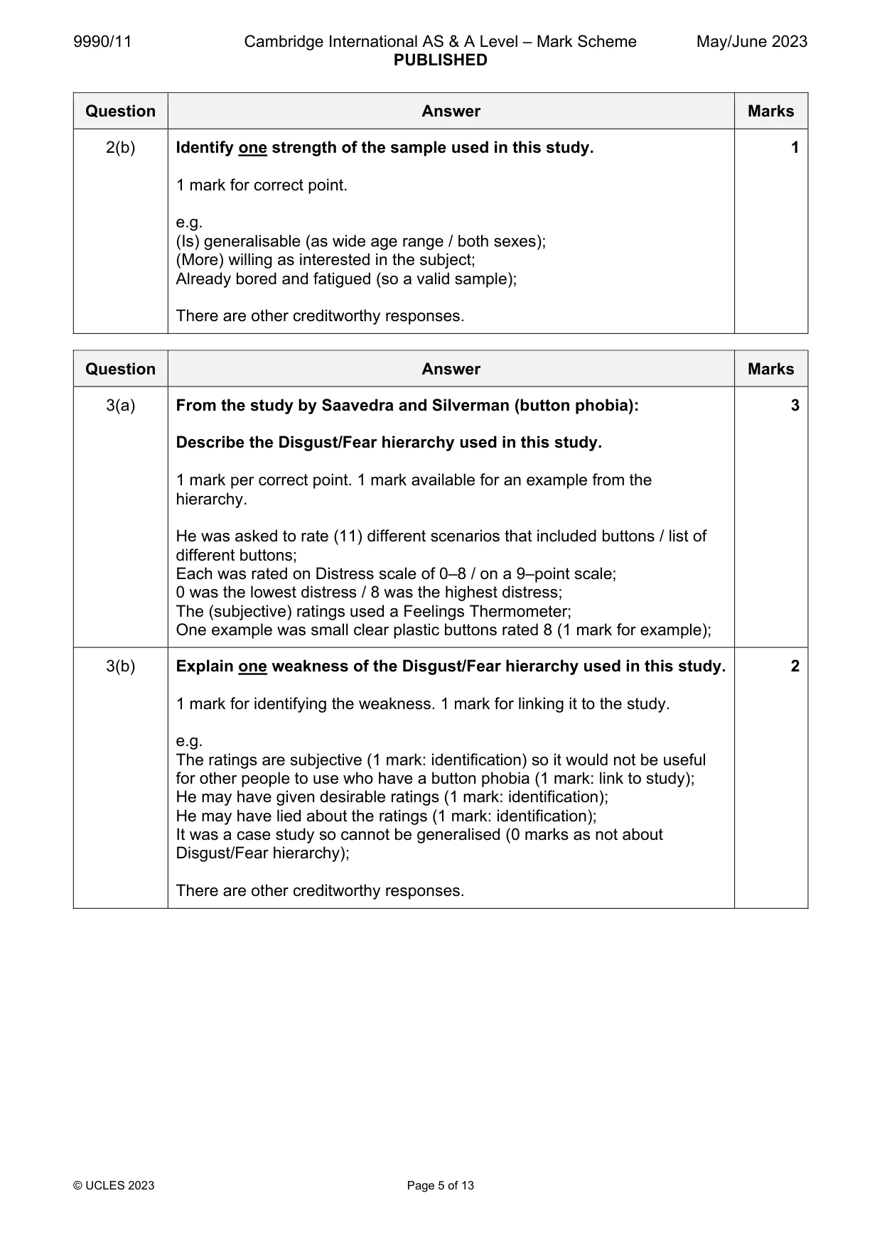 Mark scheme, page 5 of 13