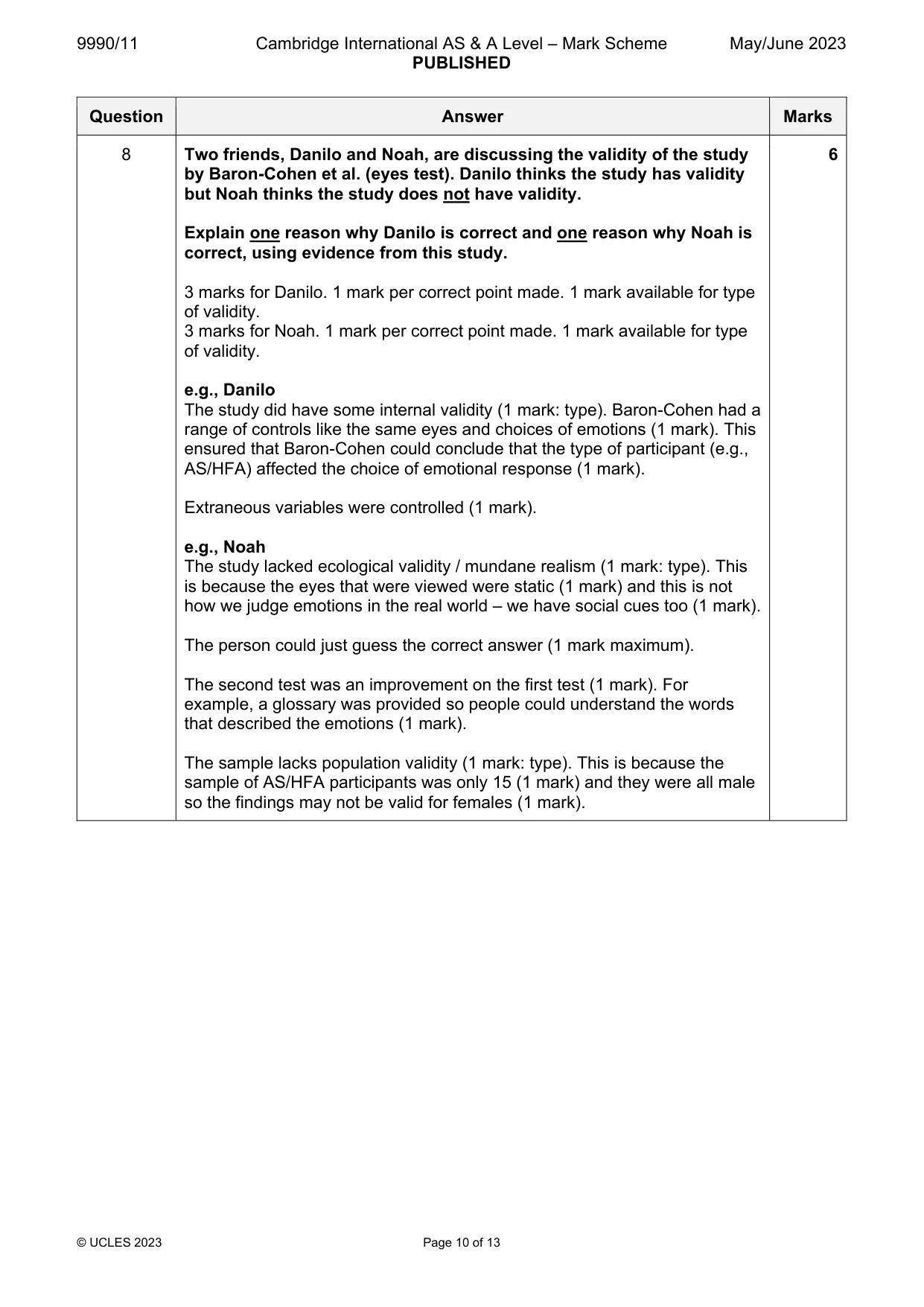 Mark scheme, page 10 of 13