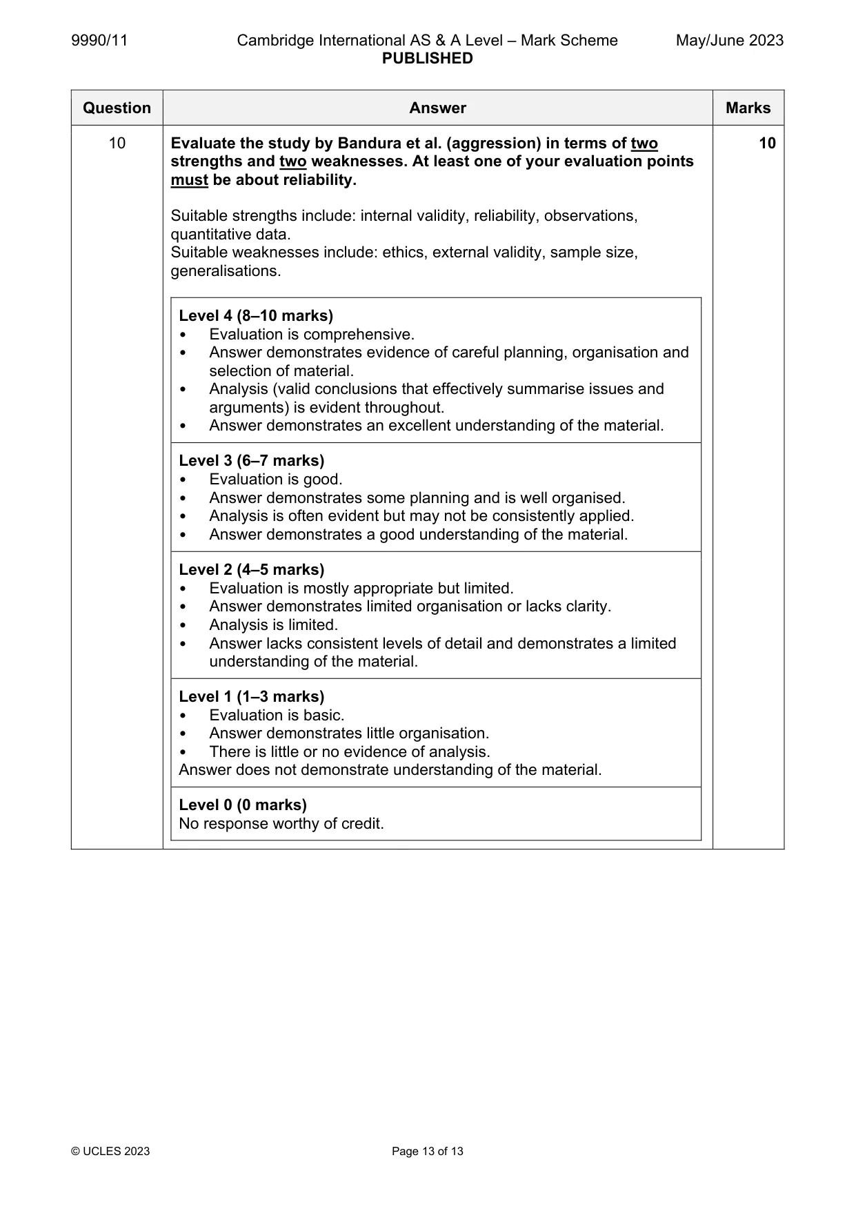 Mark scheme, page 13 of 13