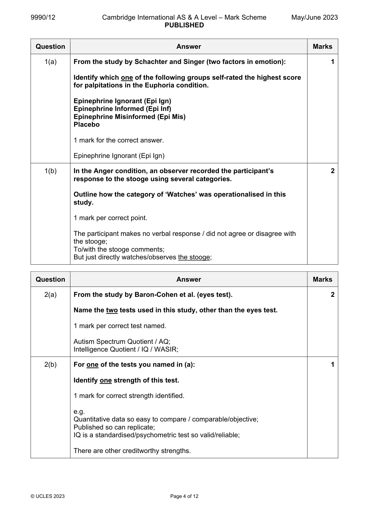Mark scheme, page 4 of 12
