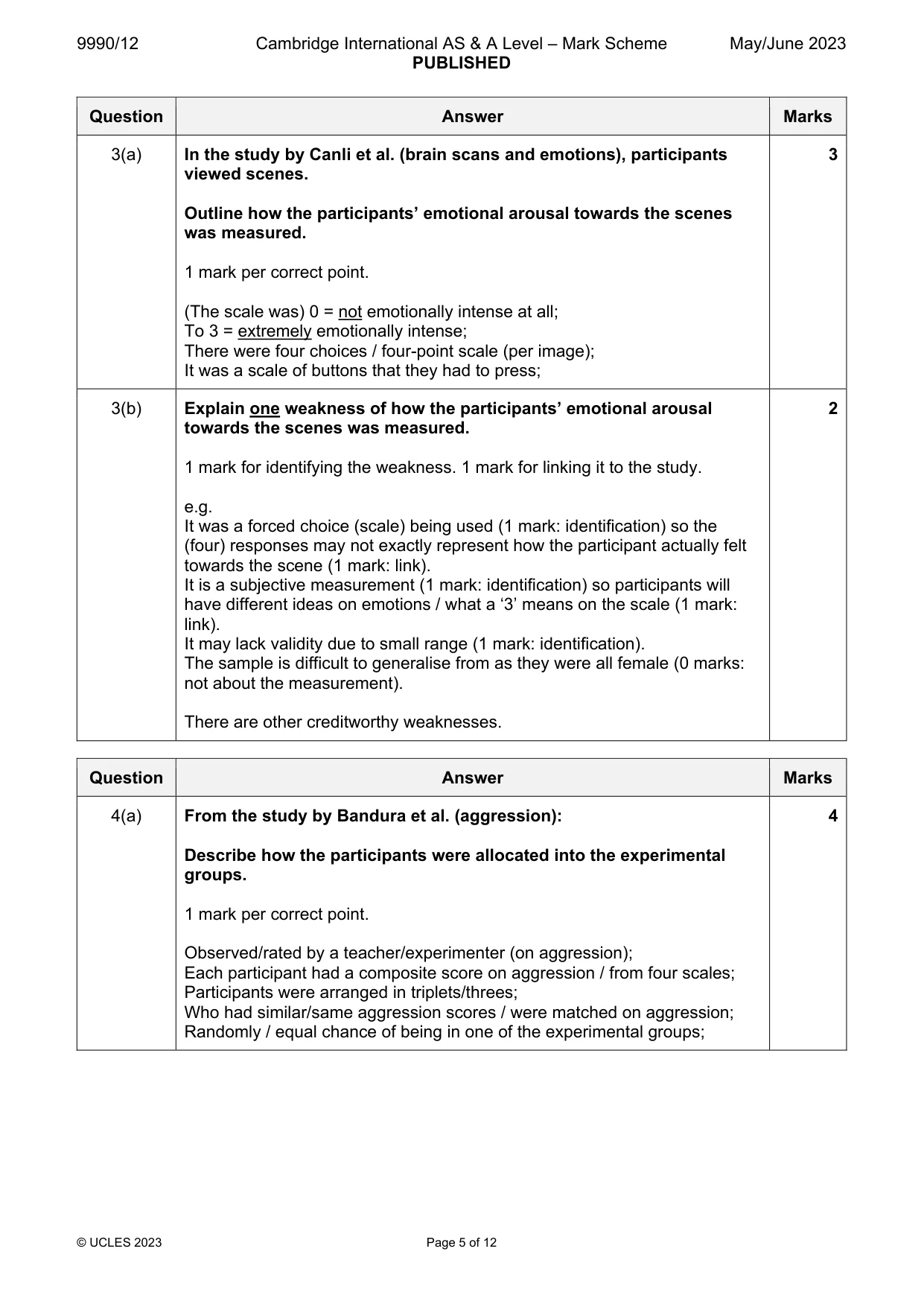 Mark scheme, page 5 of 12