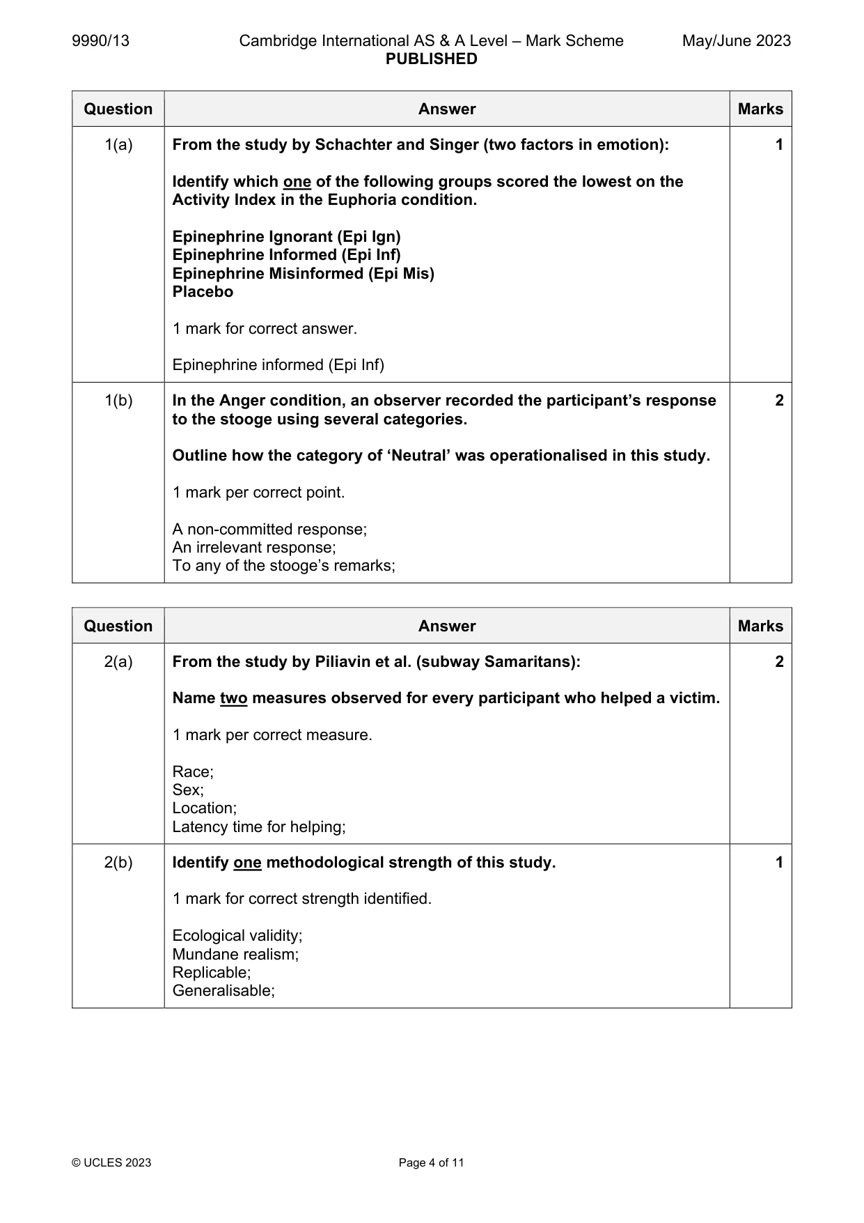 Mark scheme, page 4 of 11