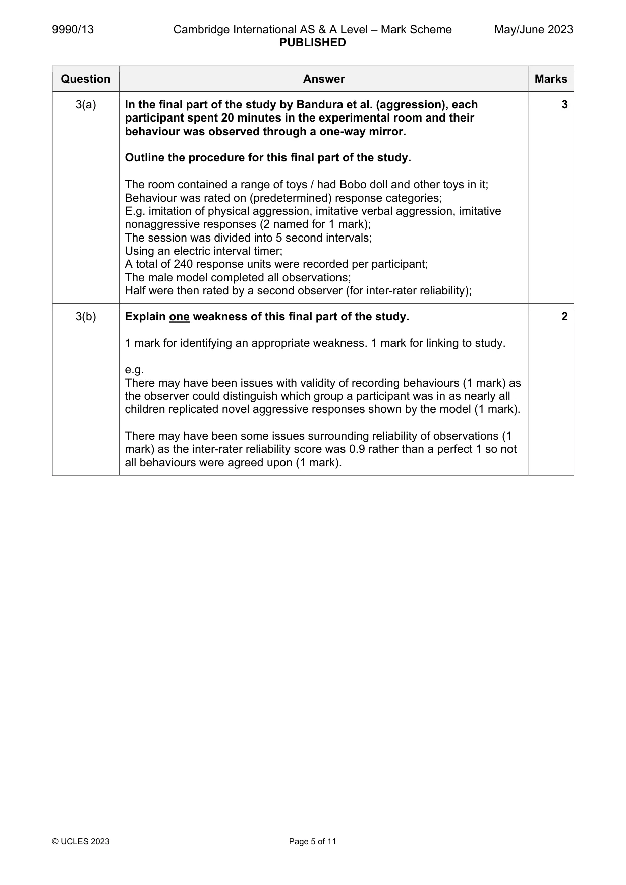 Mark scheme, page 5 of 11