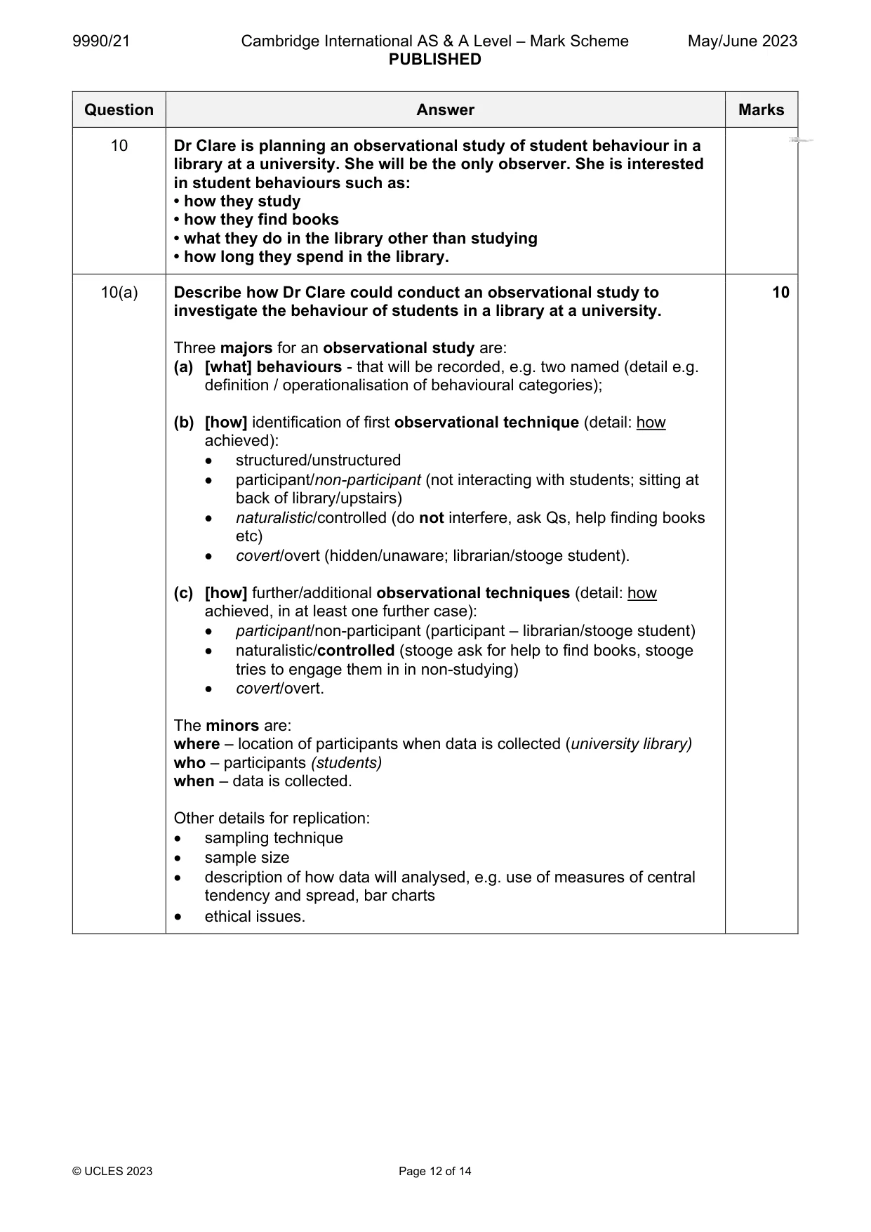 Mark scheme, page 12 of 14