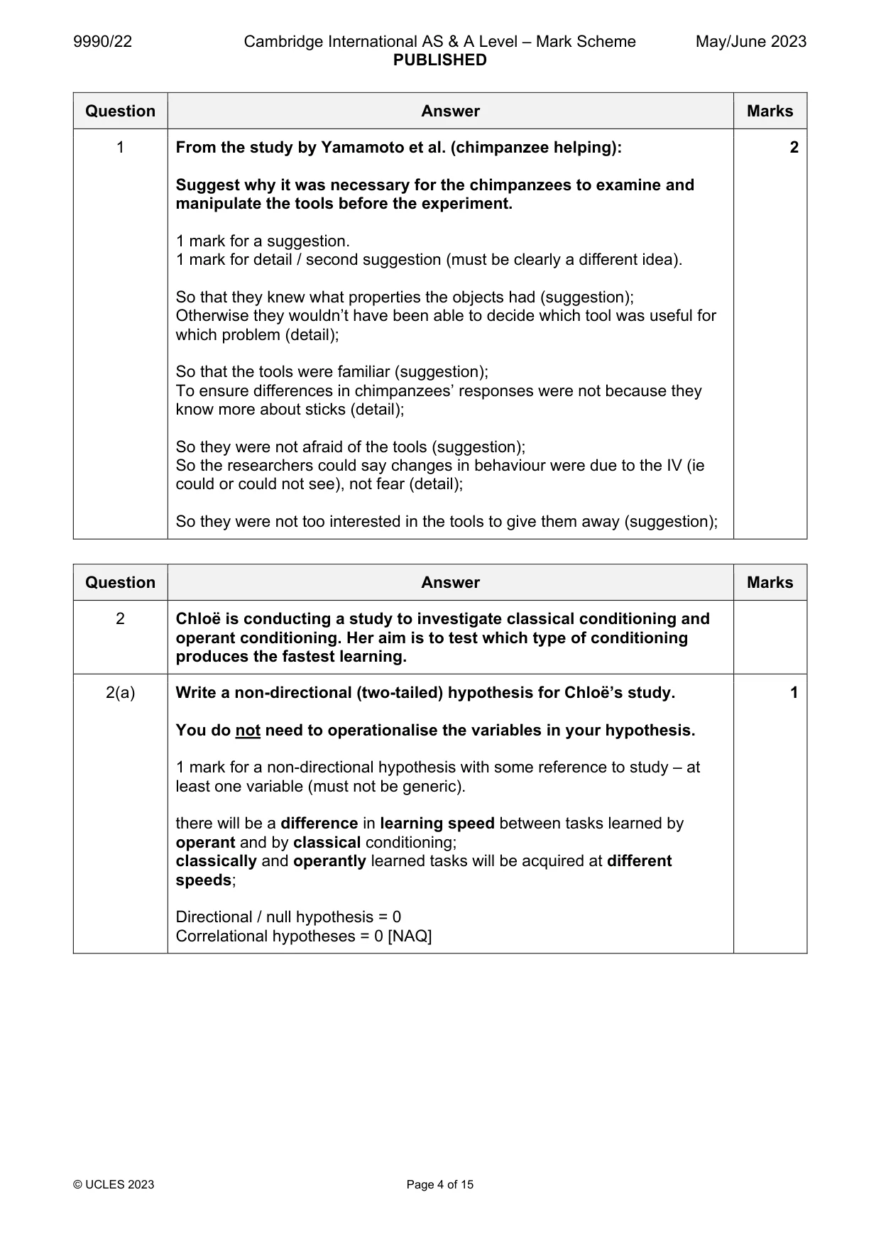 Mark scheme, page 4 of 15