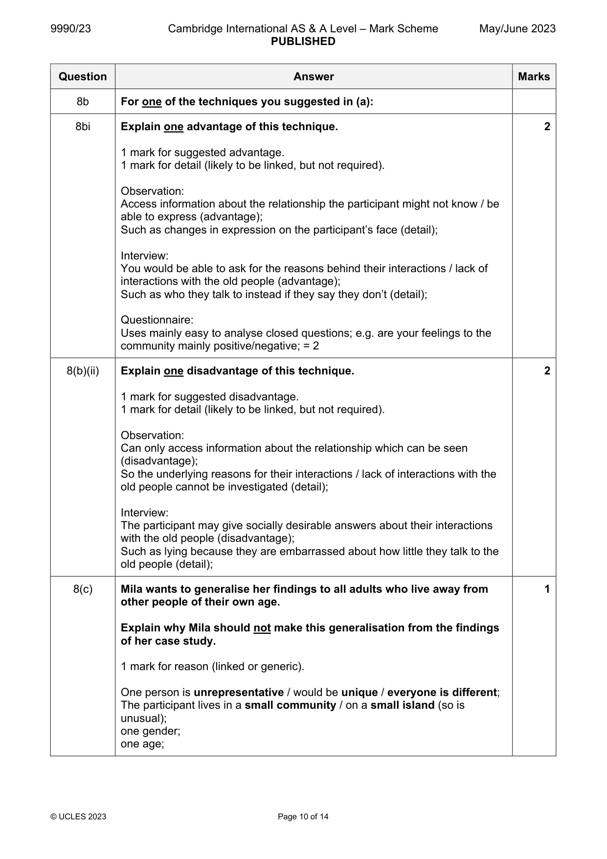 Mark scheme, page 10 of 14