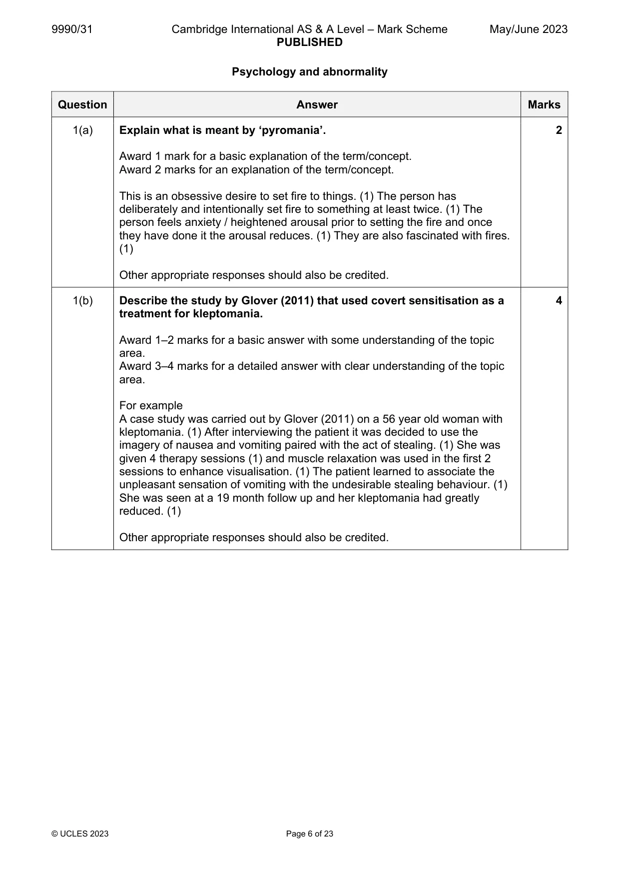 Mark scheme, page 6 of 23