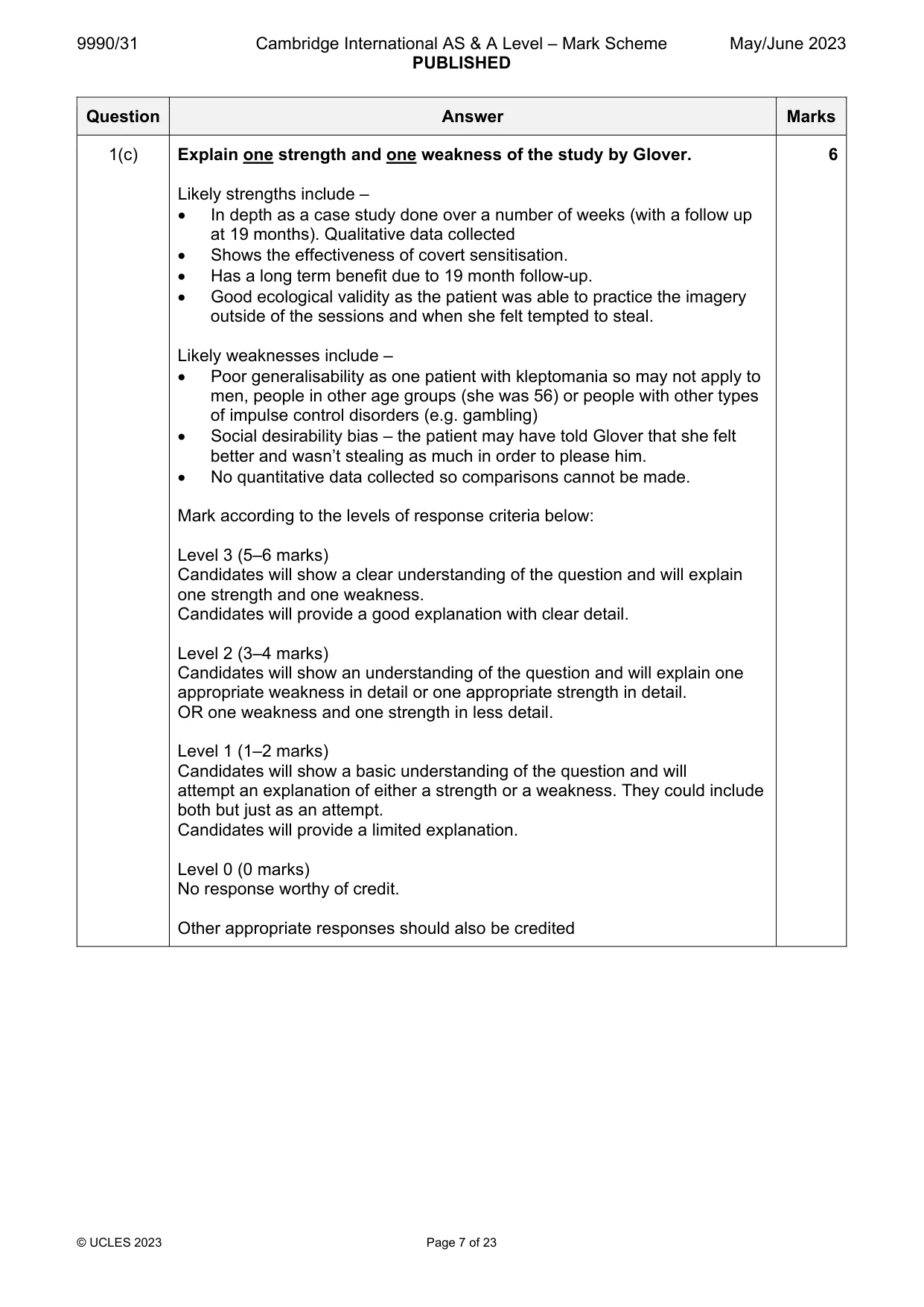 Mark scheme, page 7 of 23