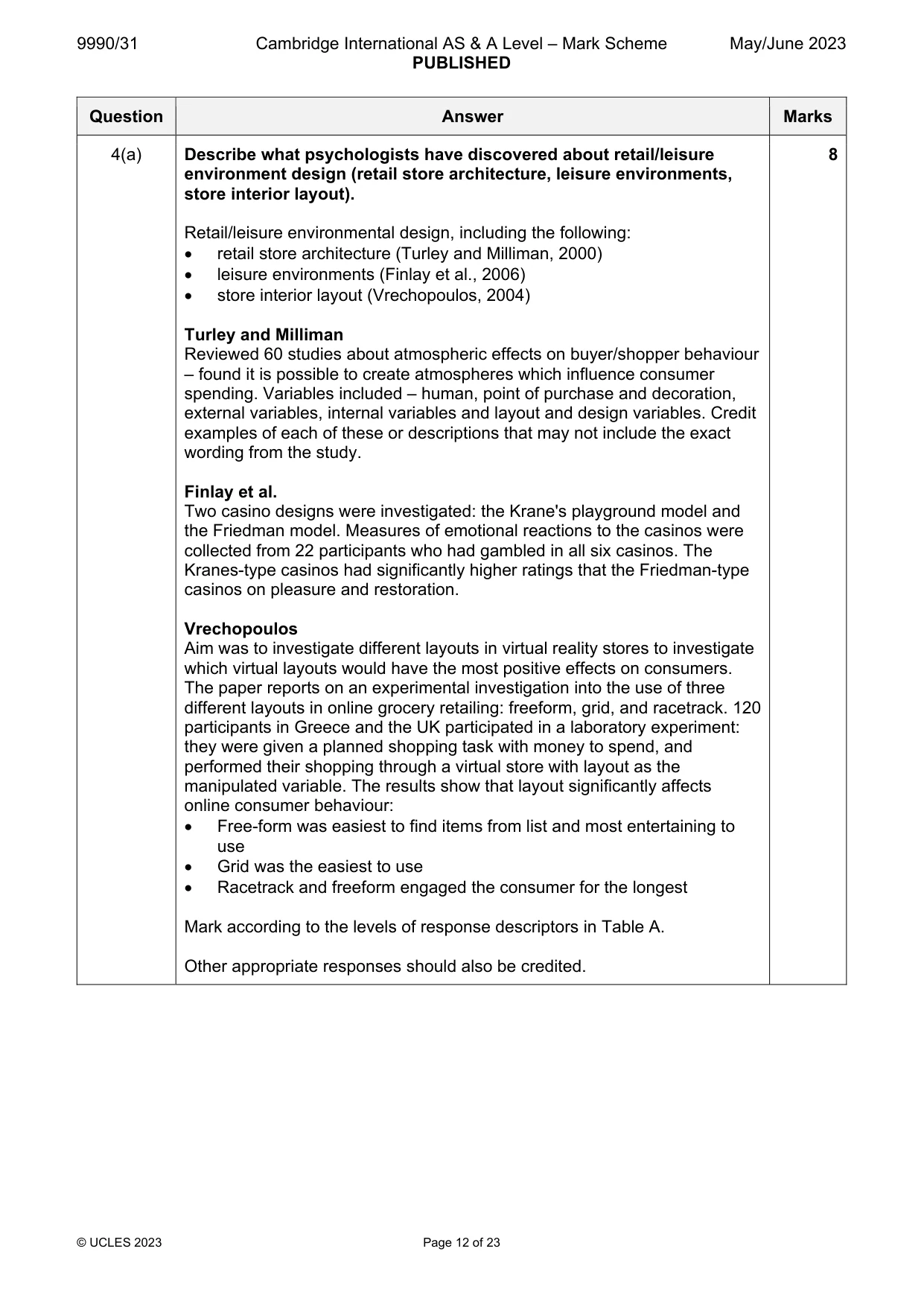 Mark scheme, page 12 of 23