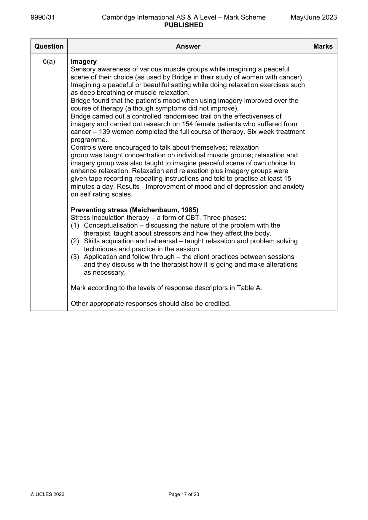 Mark scheme, page 17 of 23