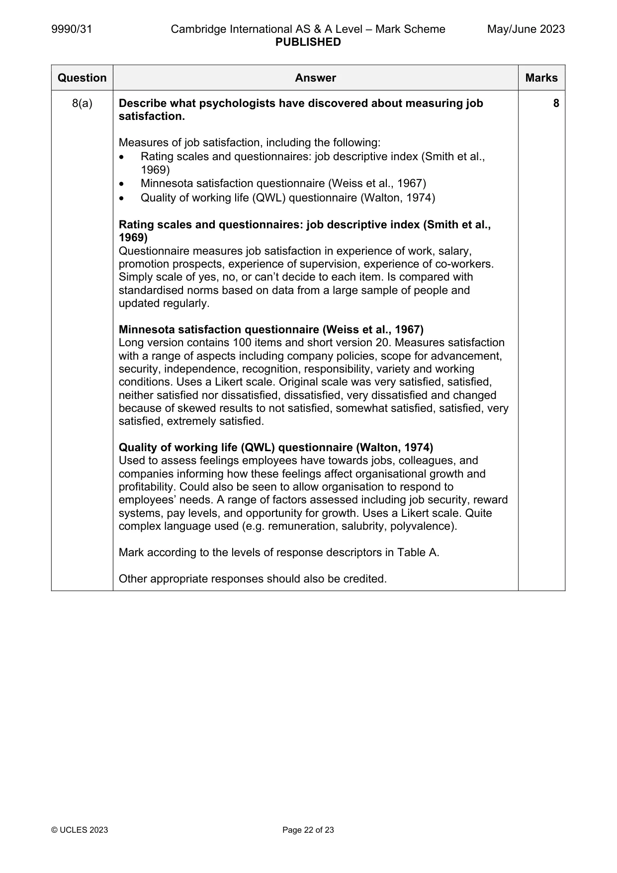 Mark scheme, page 22 of 23