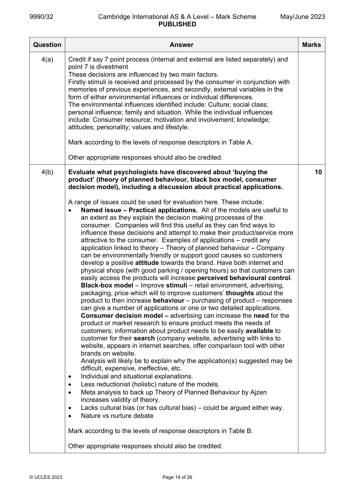 Mark scheme, page 14 of 26