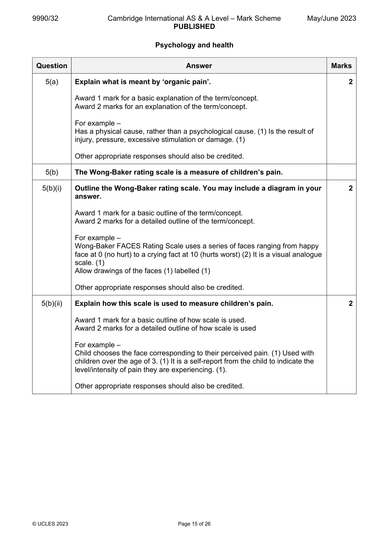 Mark scheme, page 15 of 26