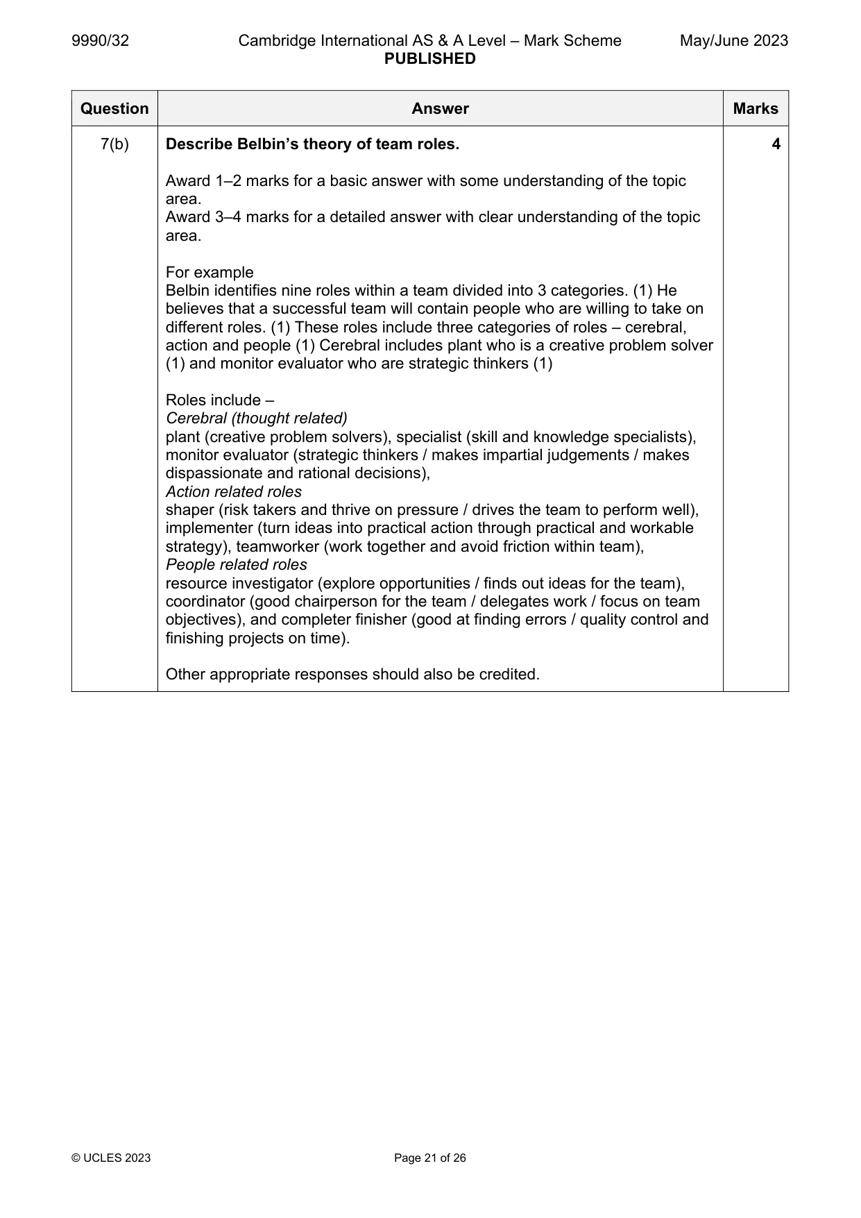 Mark scheme, page 21 of 26