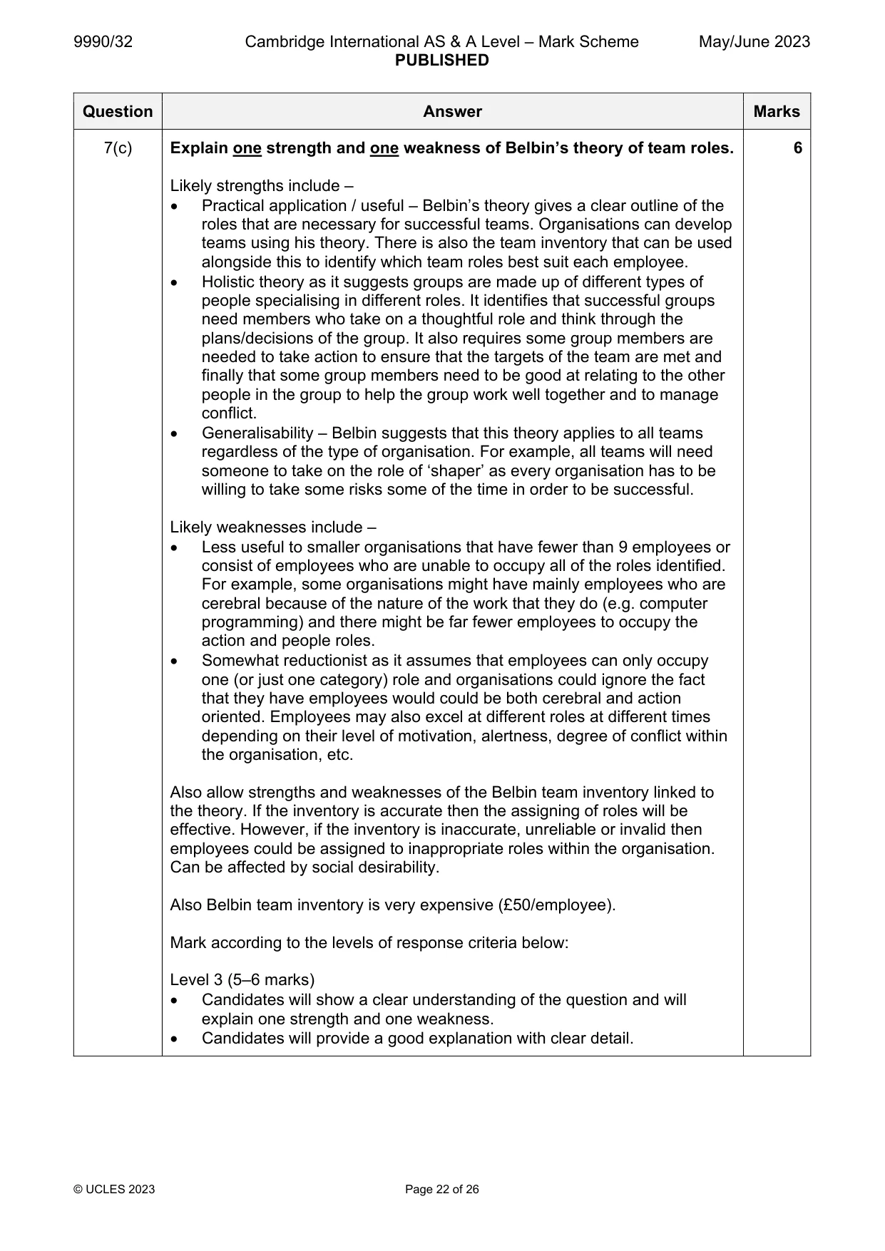 Mark scheme, page 22 of 26
