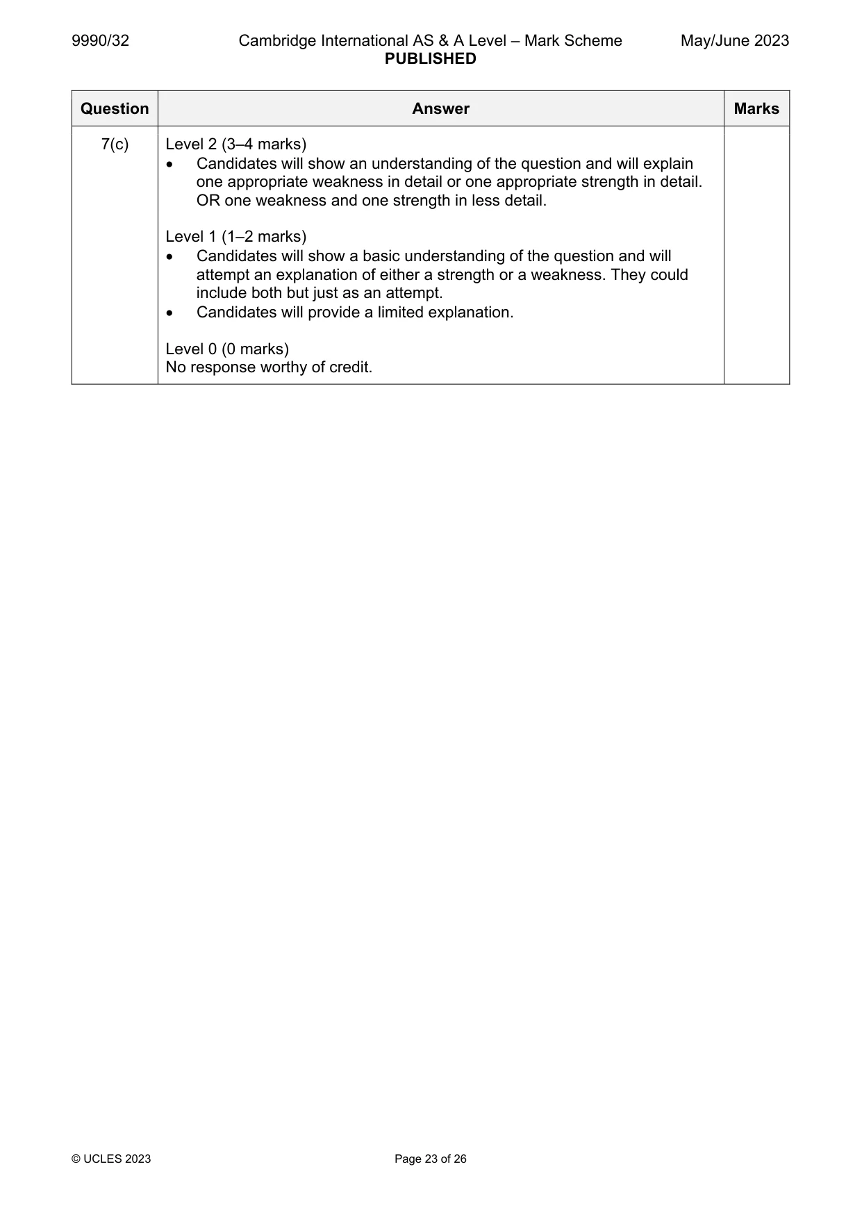 Mark scheme, page 23 of 26