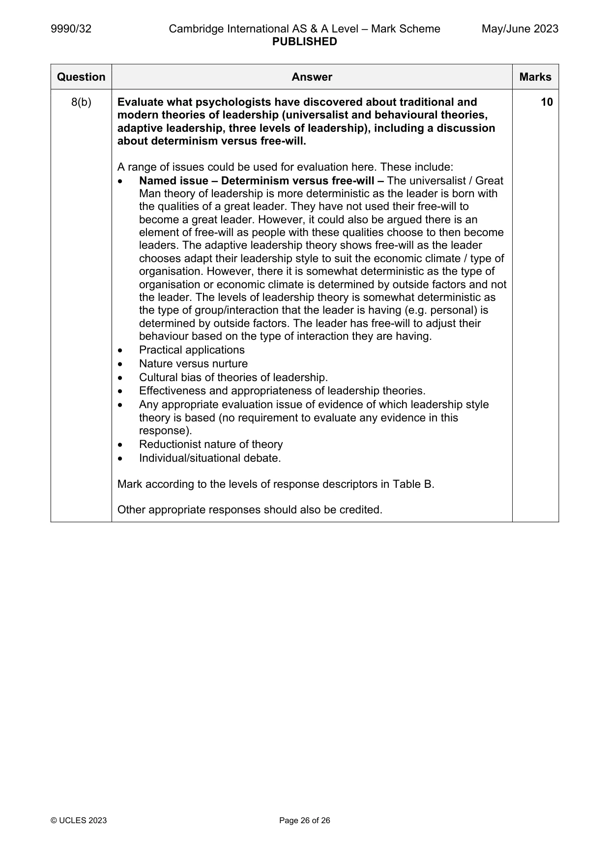 Mark scheme, page 26 of 26