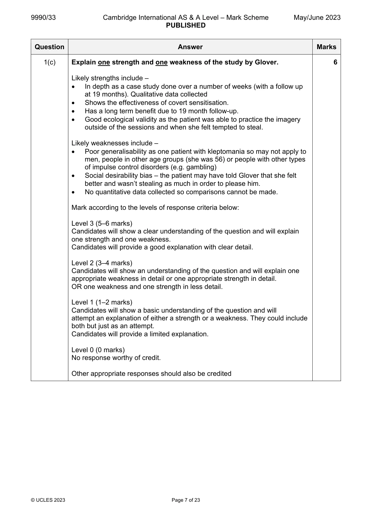 Mark scheme, page 7 of 23