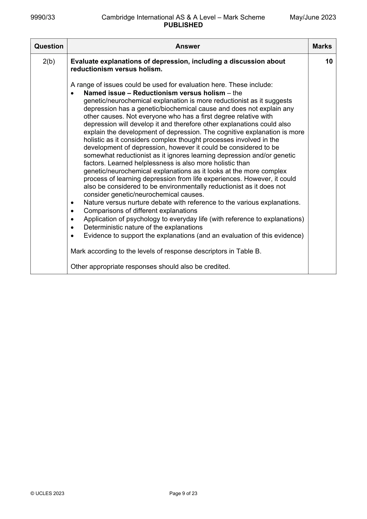 Mark scheme, page 9 of 23