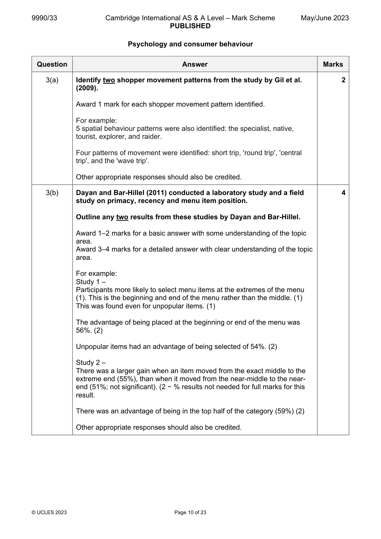 Mark scheme, page 10 of 23