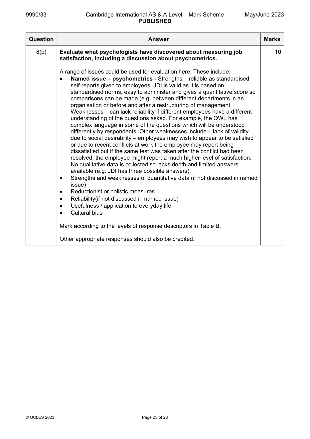 Mark scheme, page 23 of 23