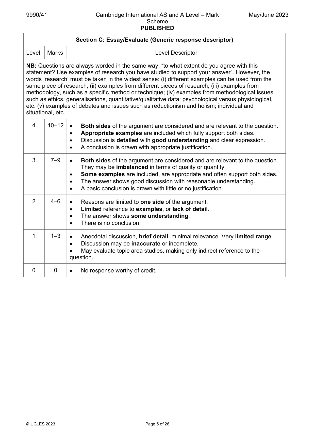 Mark scheme, page 5 of 26