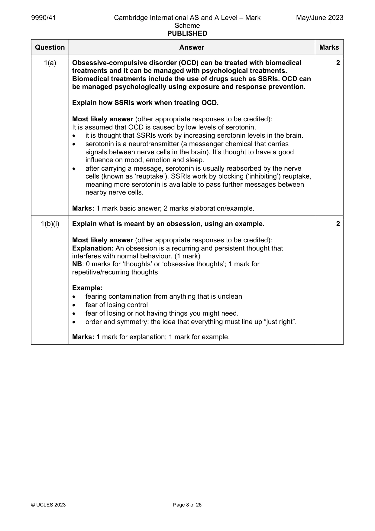 Mark scheme, page 8 of 26