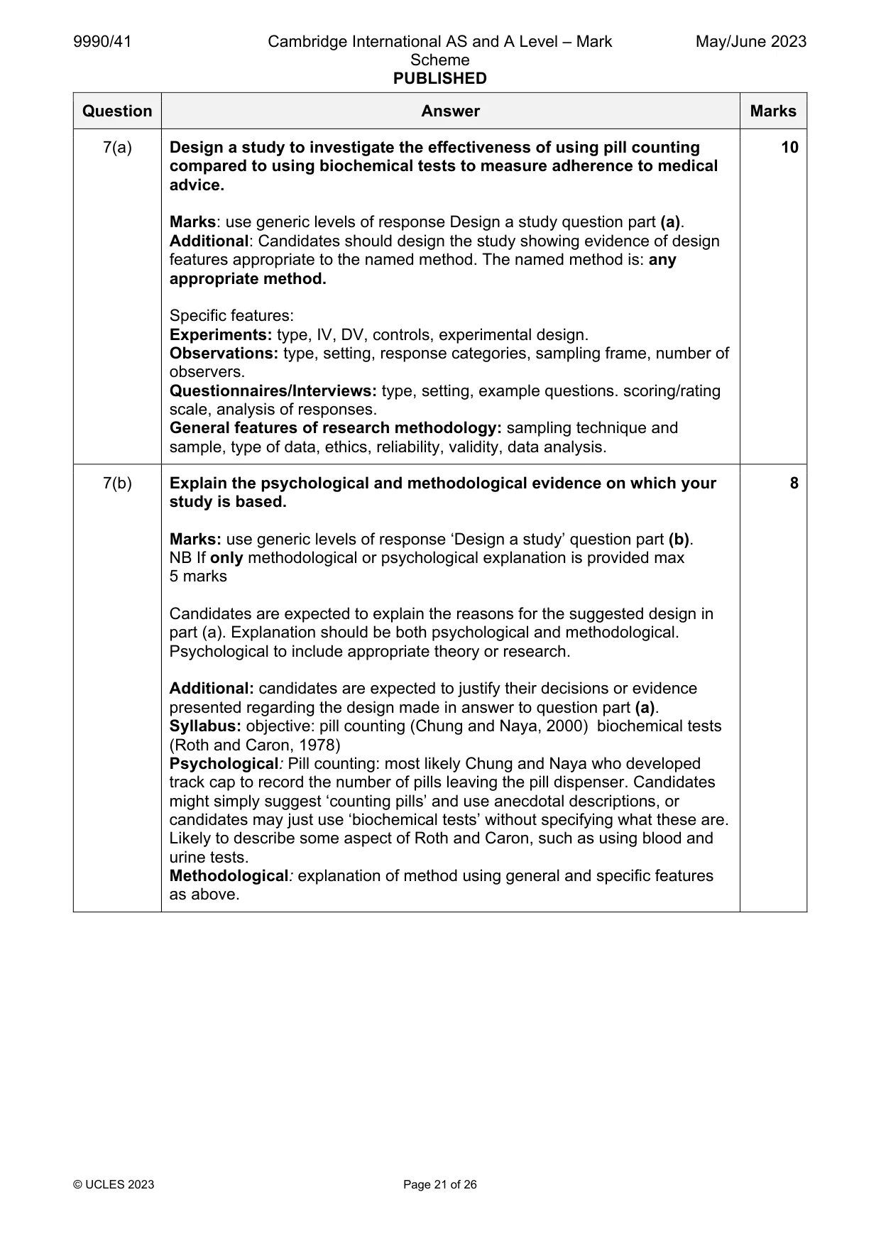 Mark scheme, page 21 of 26