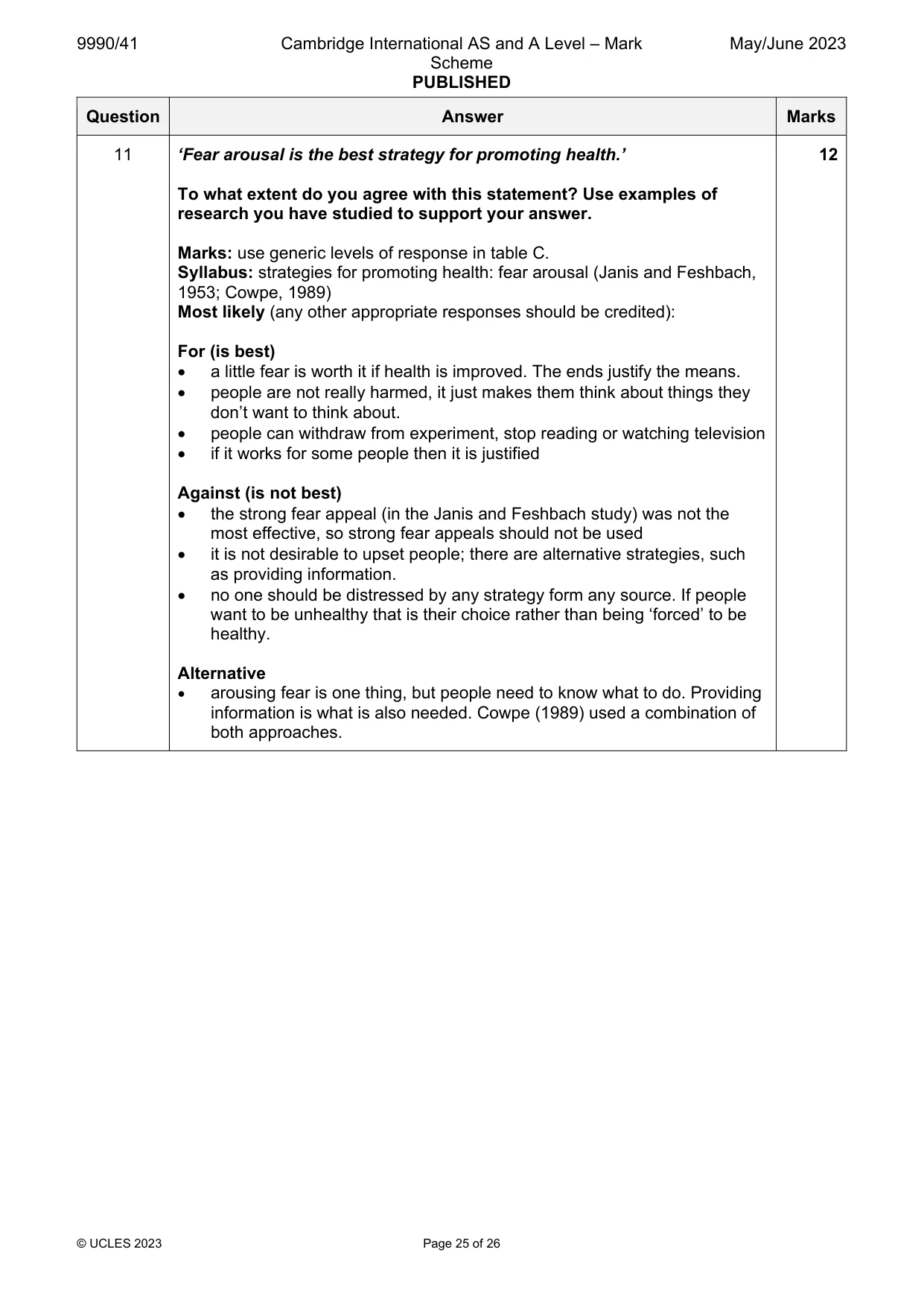 Mark scheme, page 25 of 26