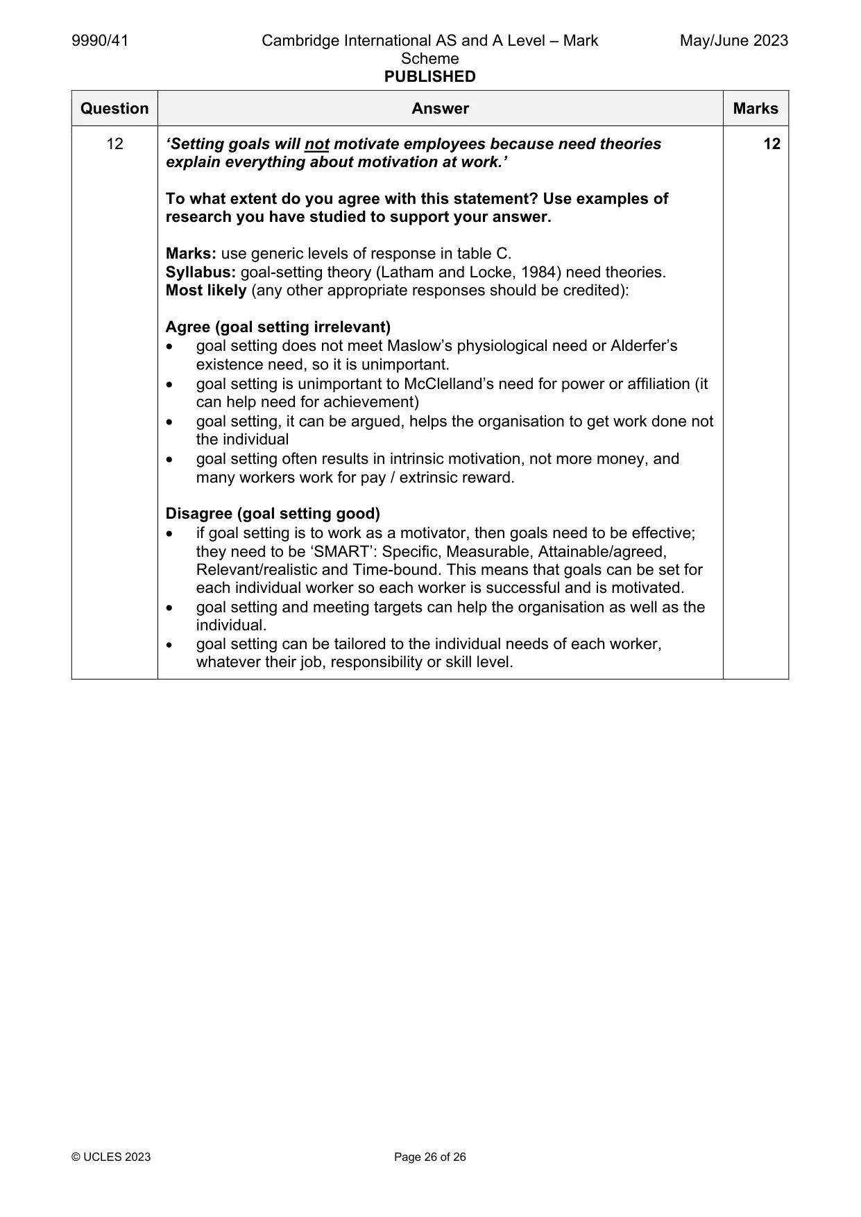 Mark scheme, page 26 of 26
