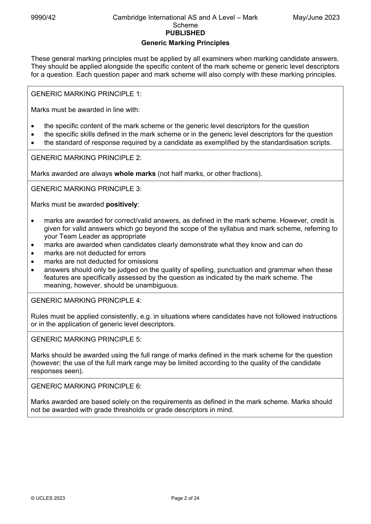 Mark scheme, page 2 of 24