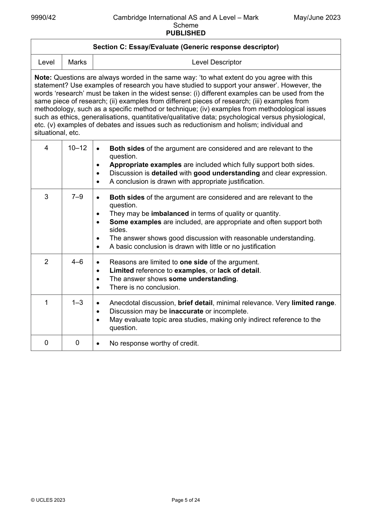 Mark scheme, page 5 of 24