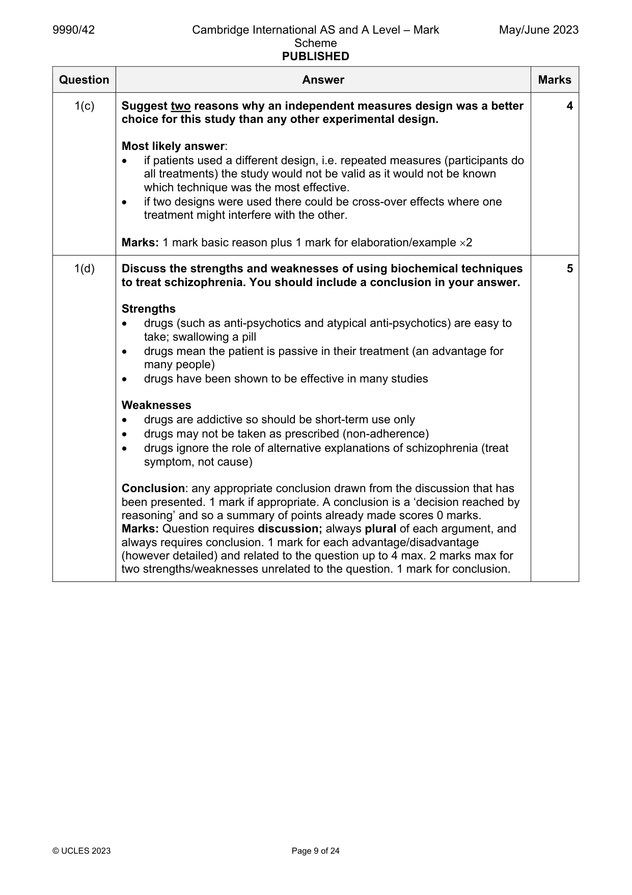 Mark scheme, page 9 of 24