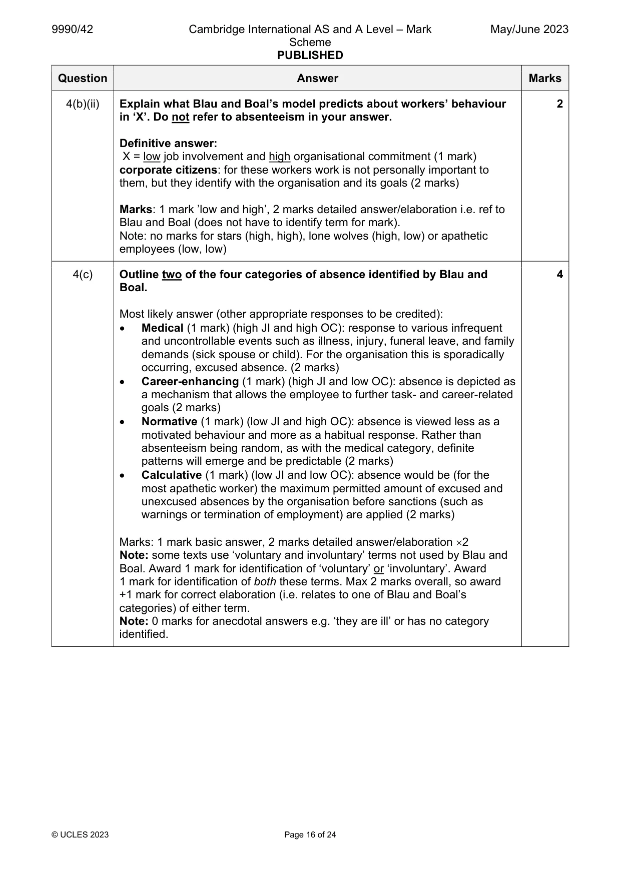 Mark scheme, page 16 of 24