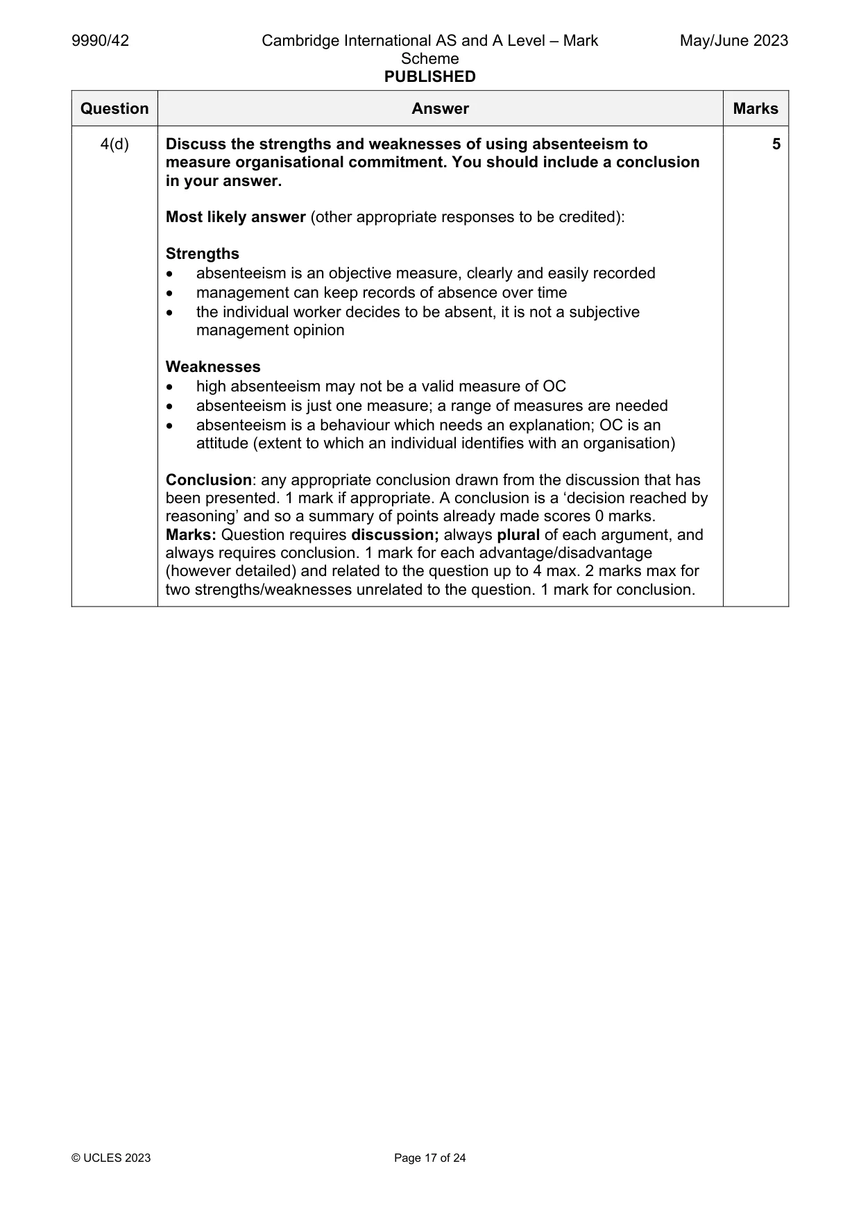 Mark scheme, page 17 of 24