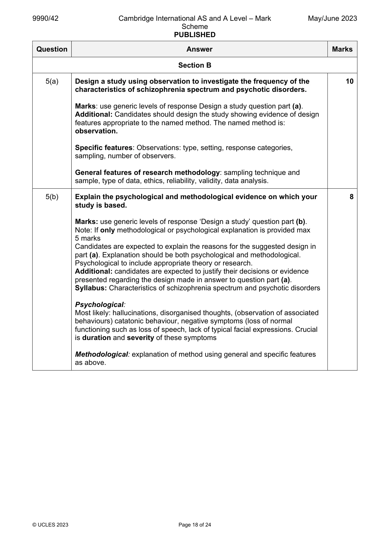 Mark scheme, page 18 of 24