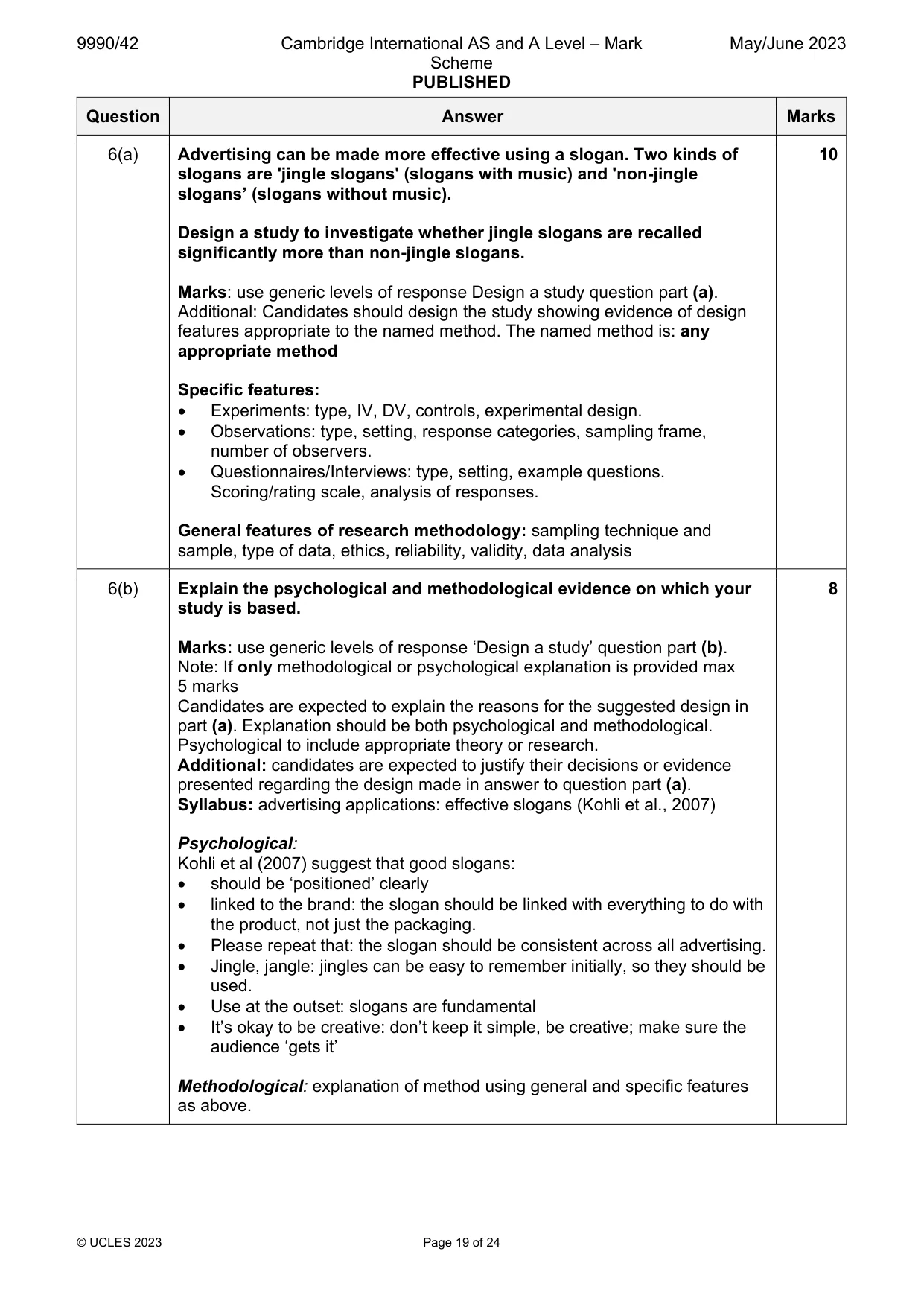 Mark scheme, page 19 of 24